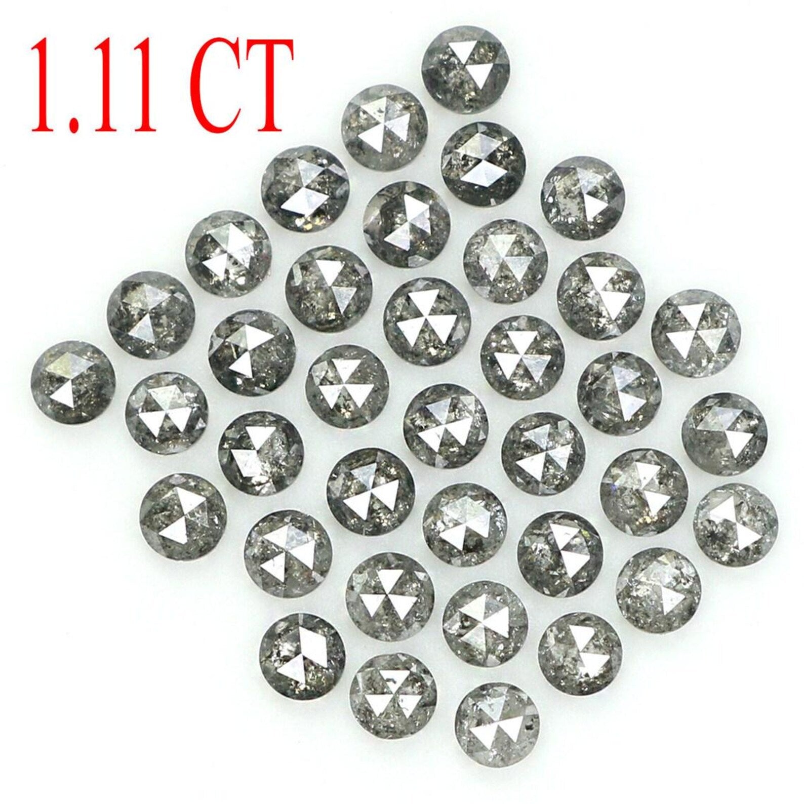 1.11 CT Natural Loose Round Shape Diamond Salt And Pepper Round Cut Diamond 1.80 MM Natural Black Grey Color Round Rose Cut Diamond NQ1607