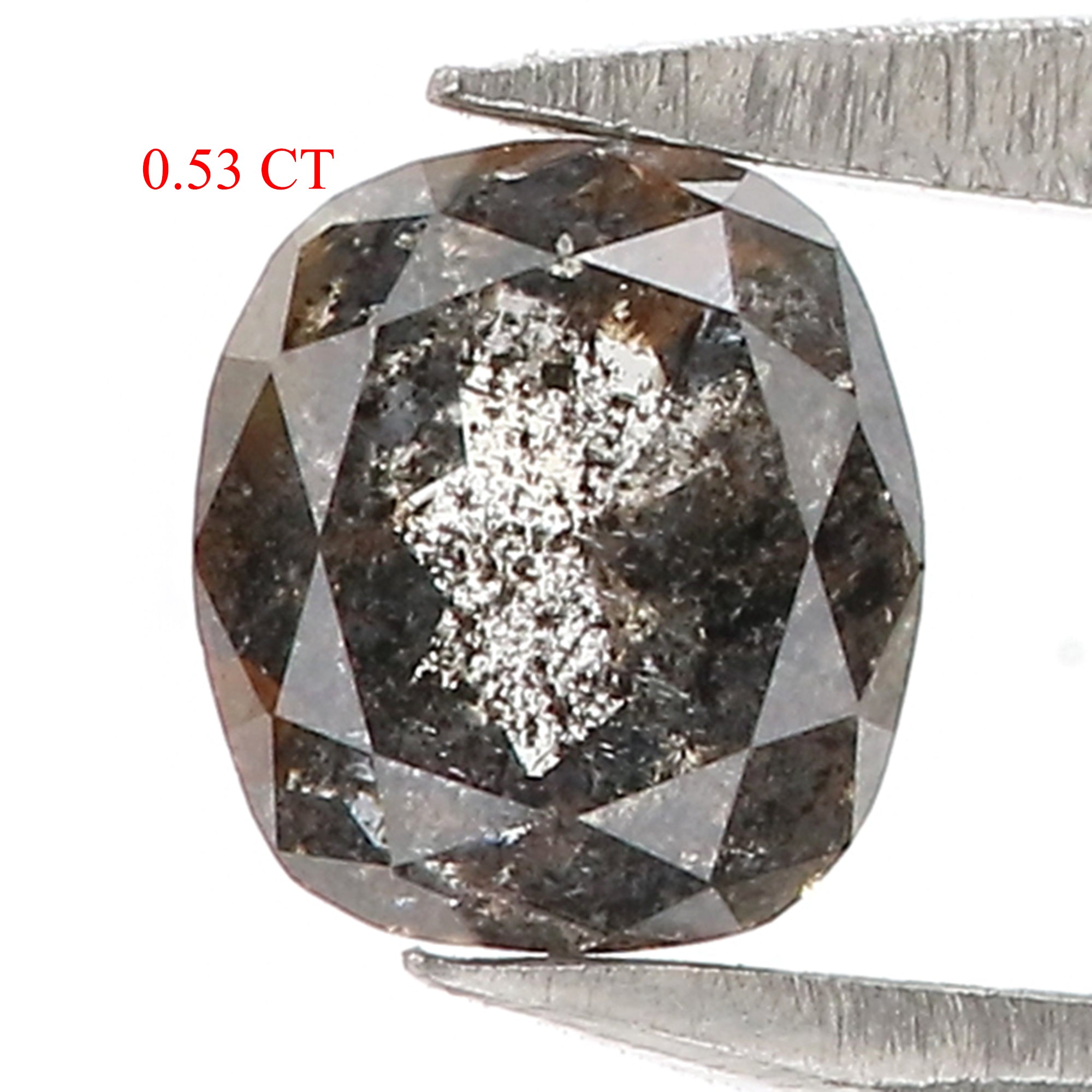 0.53 CT Natural Loose Cushion Shape Diamond Salt And Pepper Cushion Cut Diamond 4.85 MM Natural Black Grey Cushion Rose Cut Diamond QL3134
