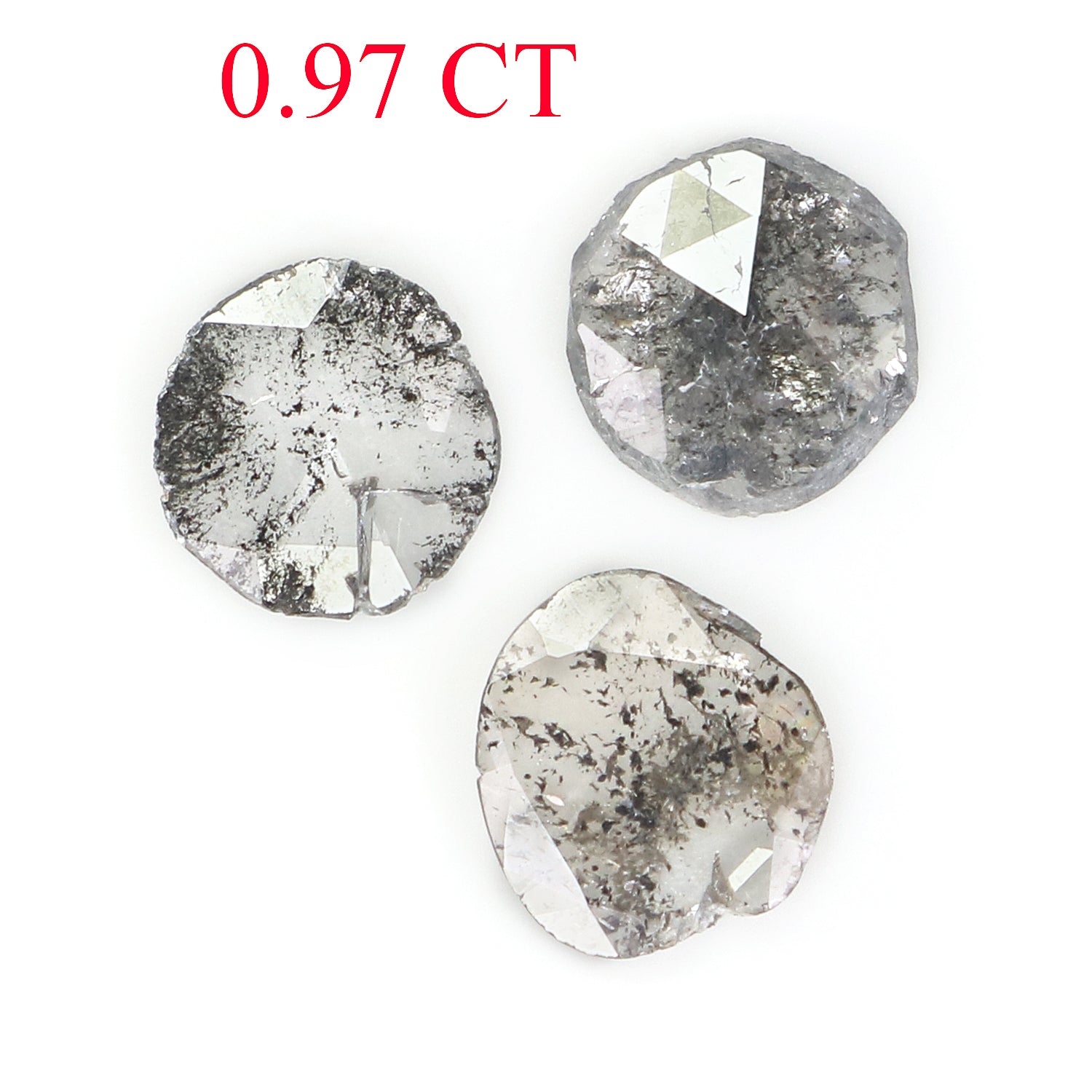 0.97 CT Natural Loose Slice Shape Diamond Salt And Pepper Slice Cut Diamond 6.35 MM Natural Black Grey Diamond Irregular Cut Diamond L3472