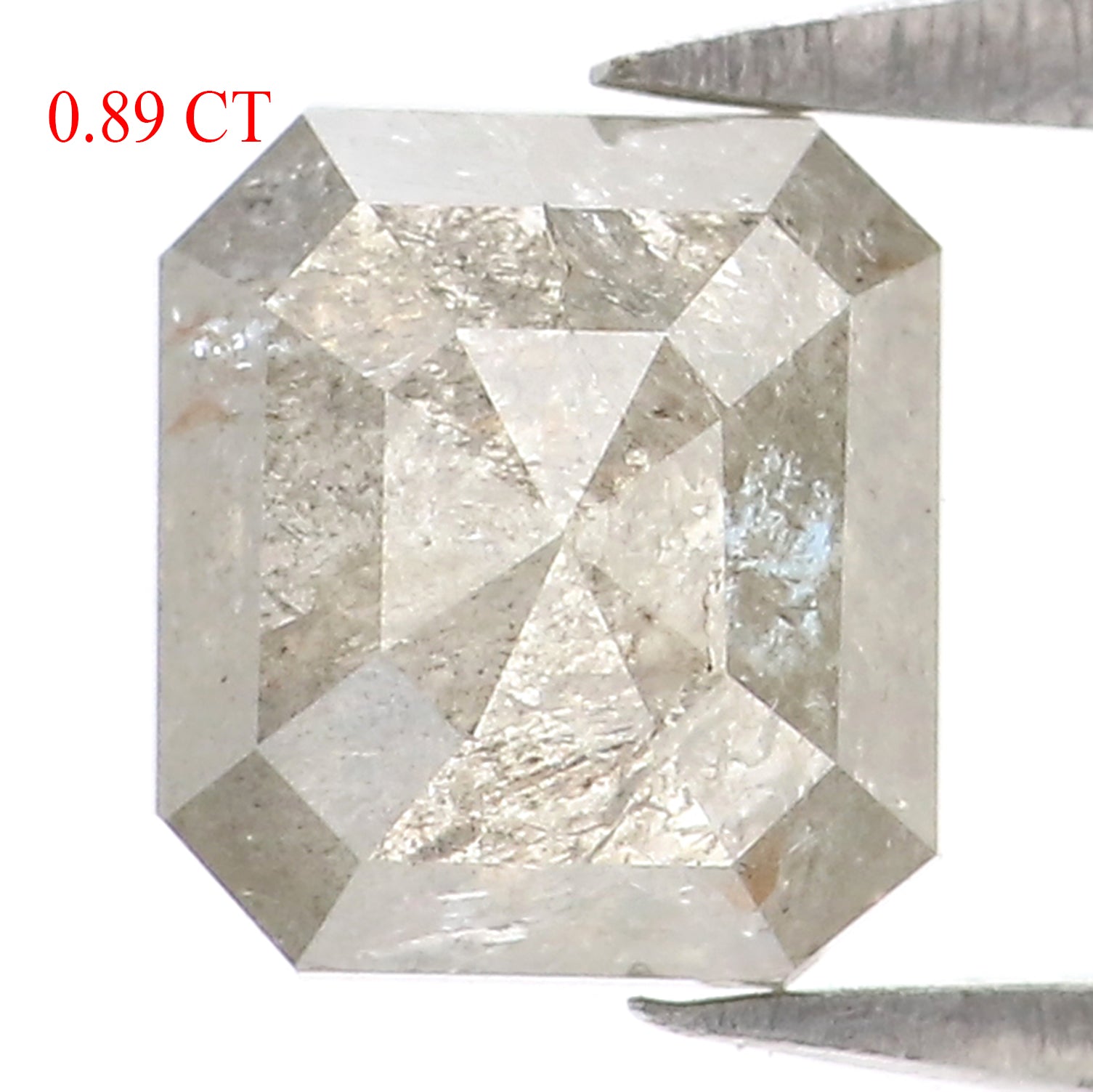 0.89 CT Natural Loose Emerald Shape Diamond Salt And Pepper Emerald Cut Diamond 5.70 MM Natural Black Grey Emerald Rose Cut Diamond KQ2676