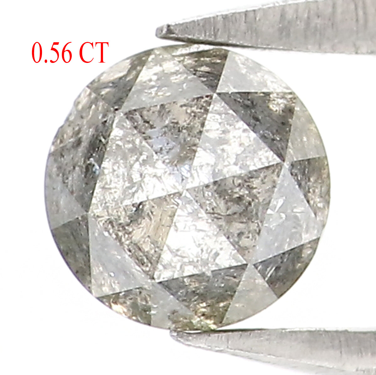 Natural Loose Round Rose Cut Diamond, Salt And Pepper Round Diamond, Natural Loose Diamond, Rose Cut Diamond, 0.56 CT Round Shape L2808