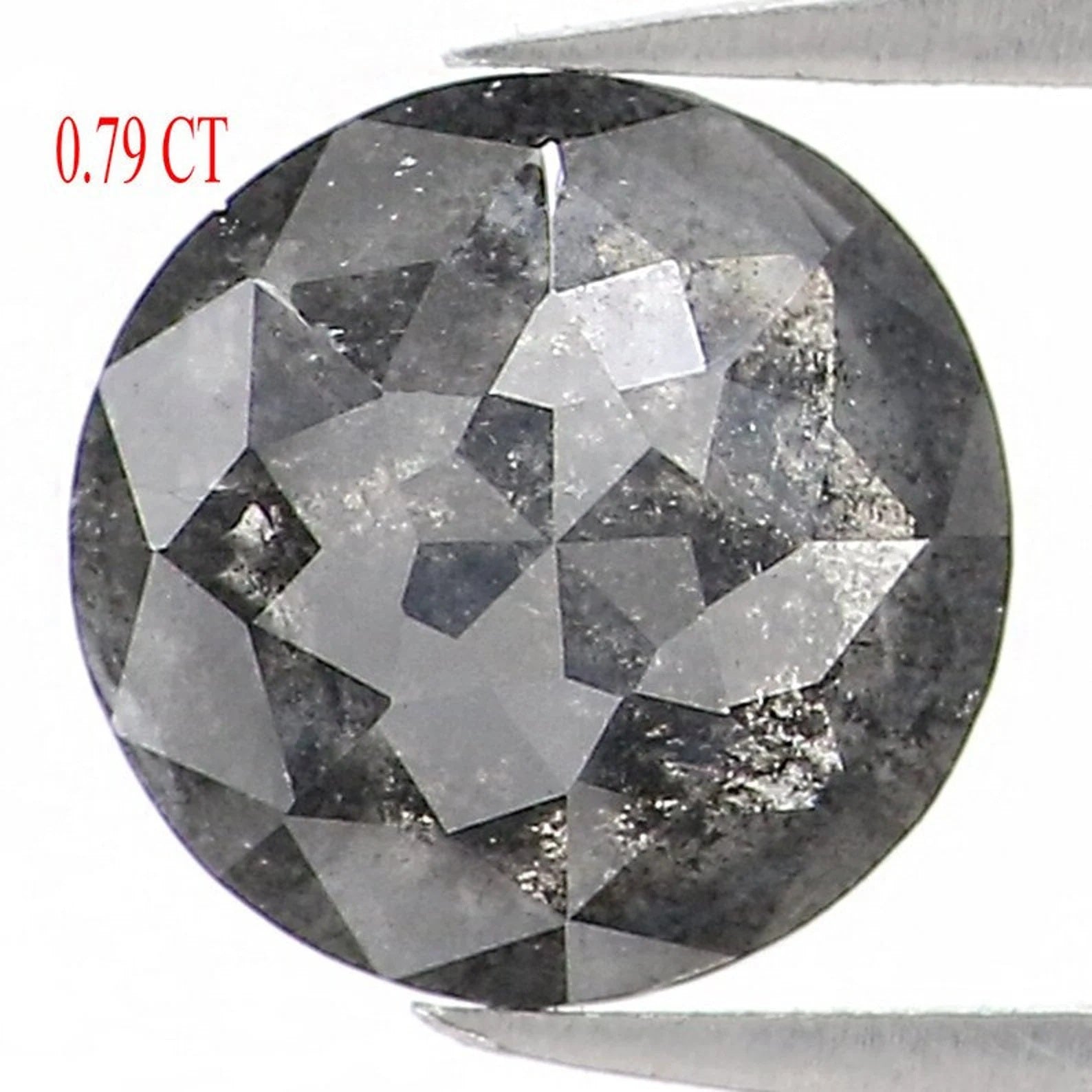 0.79 CT Natural Loose Round Shape Diamond Salt And Pepper Round Cut Diamond 6.00 MM Natural Black Gray Color Round Rose Cut Diamond NQ1536