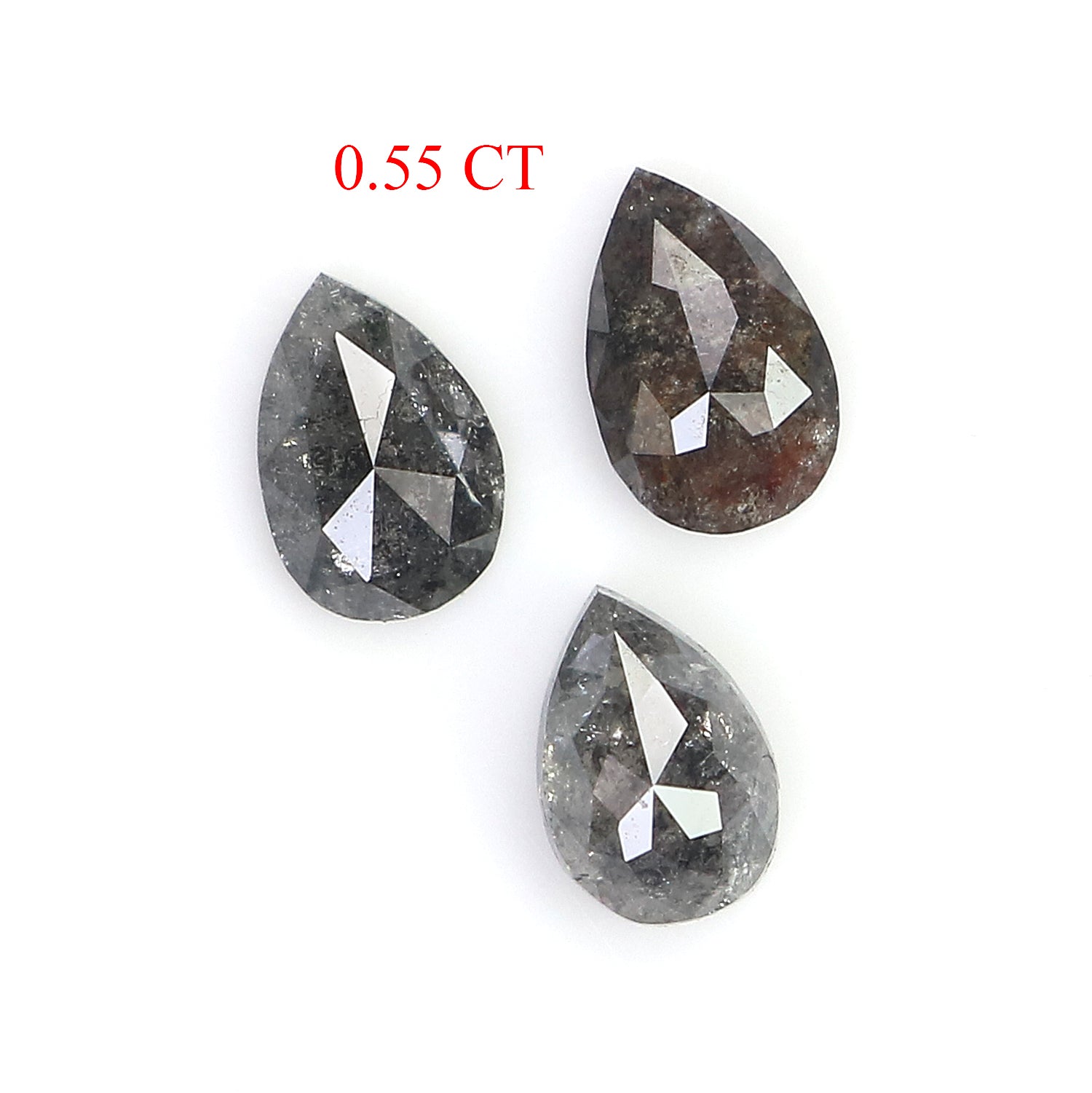 0.55 CT Natural Loose Pear Shape Diamond Salt And Pepper Pear Cut Diamond 4.50 MM Natural Black Grey Color Pear Rose Cut Diamond LQ2790