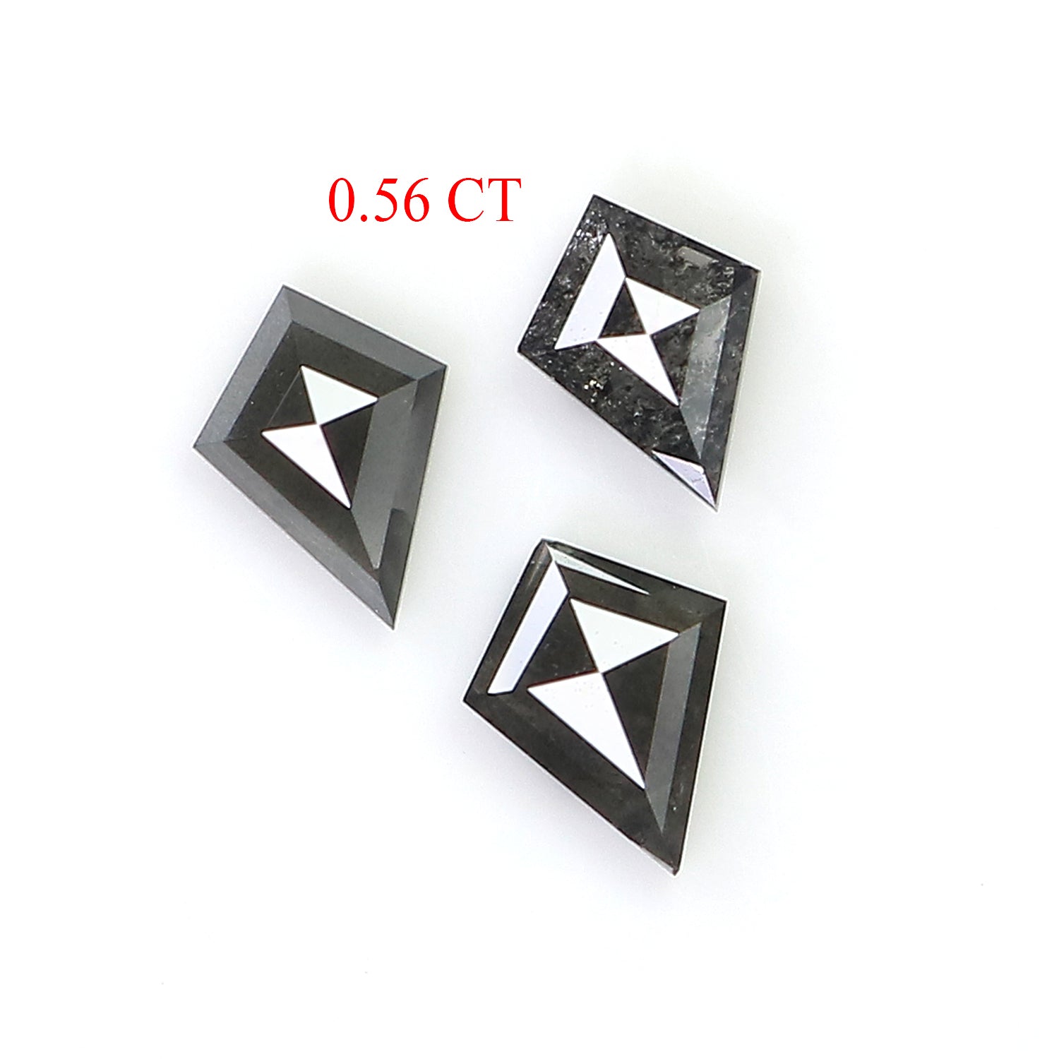 0.56 CT Natural Loose Kite Shape Diamond Salt And Pepper Kite Cut Diamond 5.30 MM Natural  Black Grey Color Kite Rose Cut Diamond LQ2883