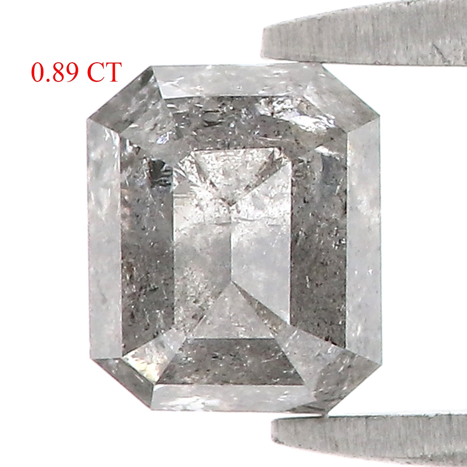 0.89 CT Natural Loose Emerald Shape Diamond Salt And Pepper Emerald Cut Diamond 5.50 MM Natural Black Grey Emerald Rose Cut Diamond LQ1220