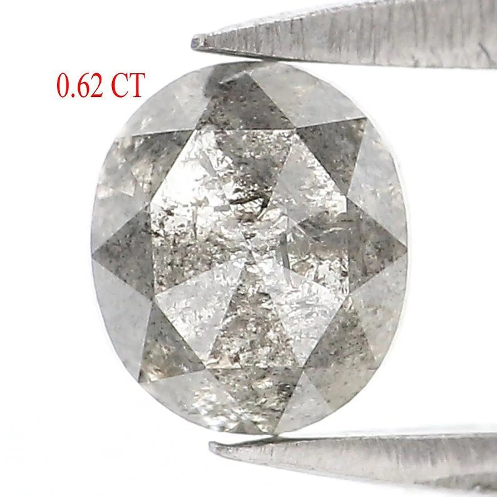 0.62 CT Natural Loose Oval Shape Diamond Salt And Pepper Oval Diamond 5.15 MM Natural Loose Black Grey Color Oval Rose Cut Diamond NQ9264