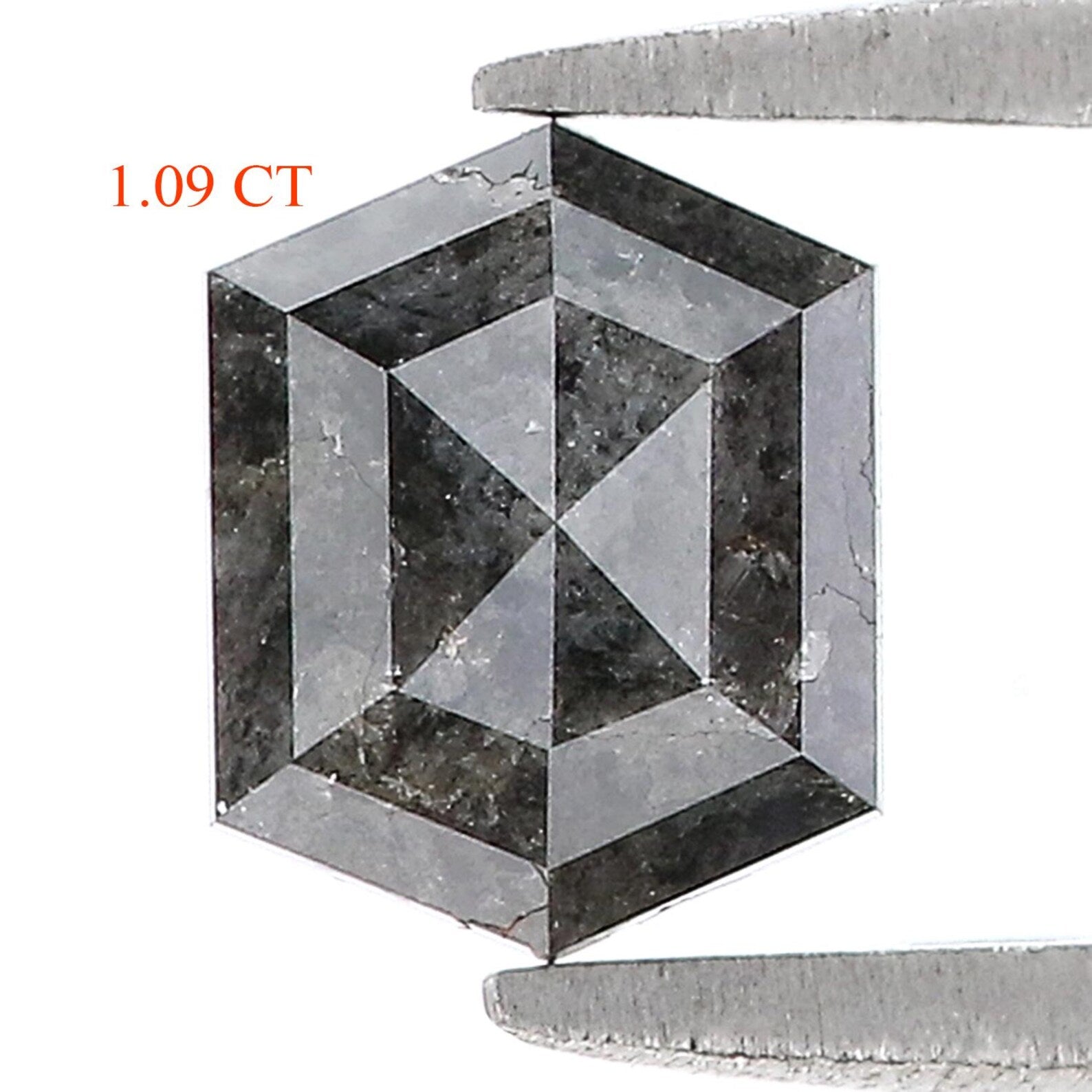 1.09 CT Natural Loose Hexagon Shape Diamond Black Color Hexagon Cut Diamond 7.05 MM Natural Diamond Black Hexagon Rose Cut Diamond QN1091
