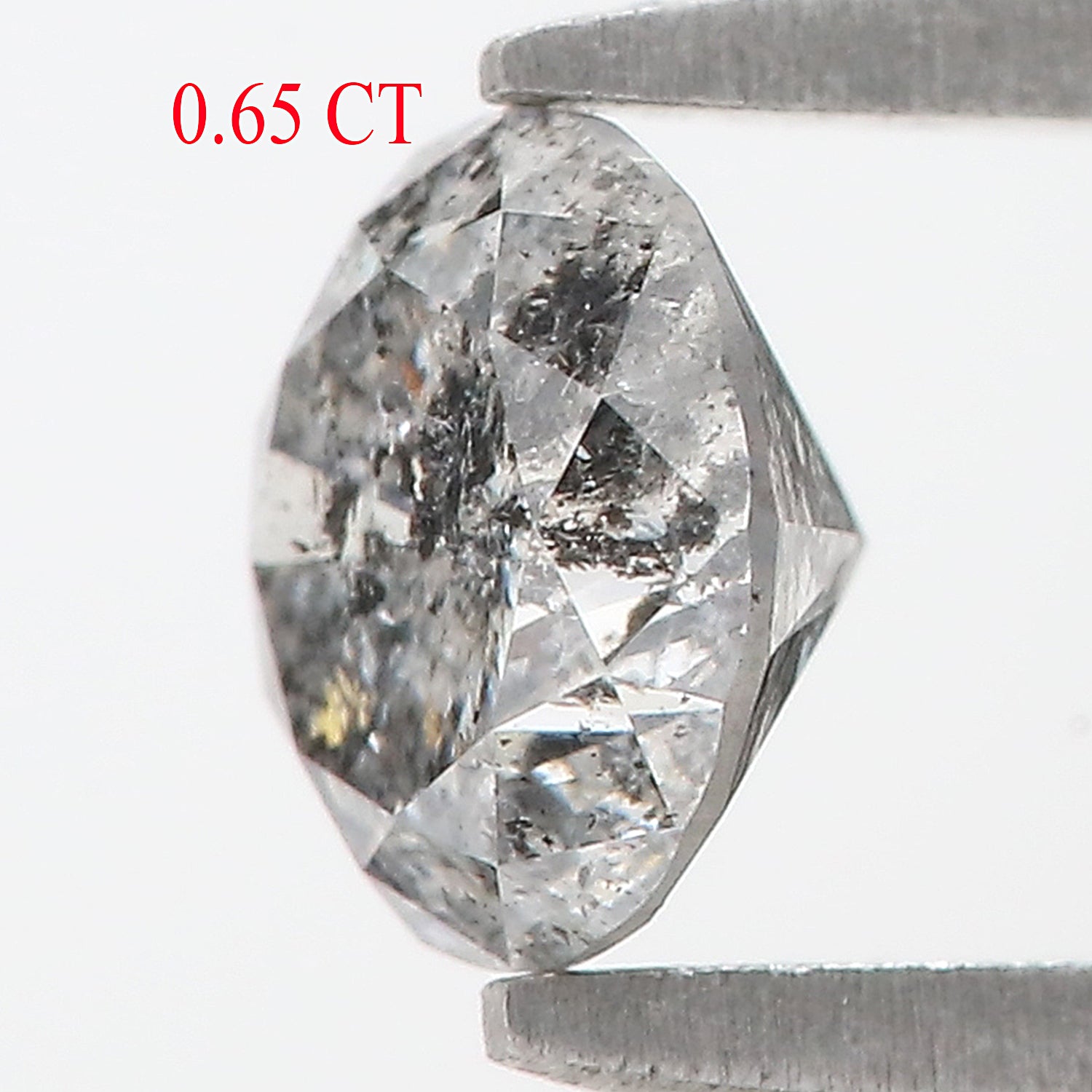 0.65 CT Natural Loose Round Shape Diamond Salt And Pepper Round Cut Diamond 5.35 MM Natural Black Grey Round Brilliant Cut Diamond L3486