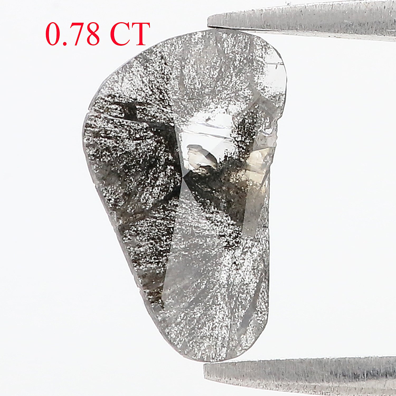 0.78 CT Natural Loose Slice Shape Diamond Salt And Pepper Slice Cut Diamond 11.65 MM Natural Black Grey Diamond Irregular Cut Diamond N2617