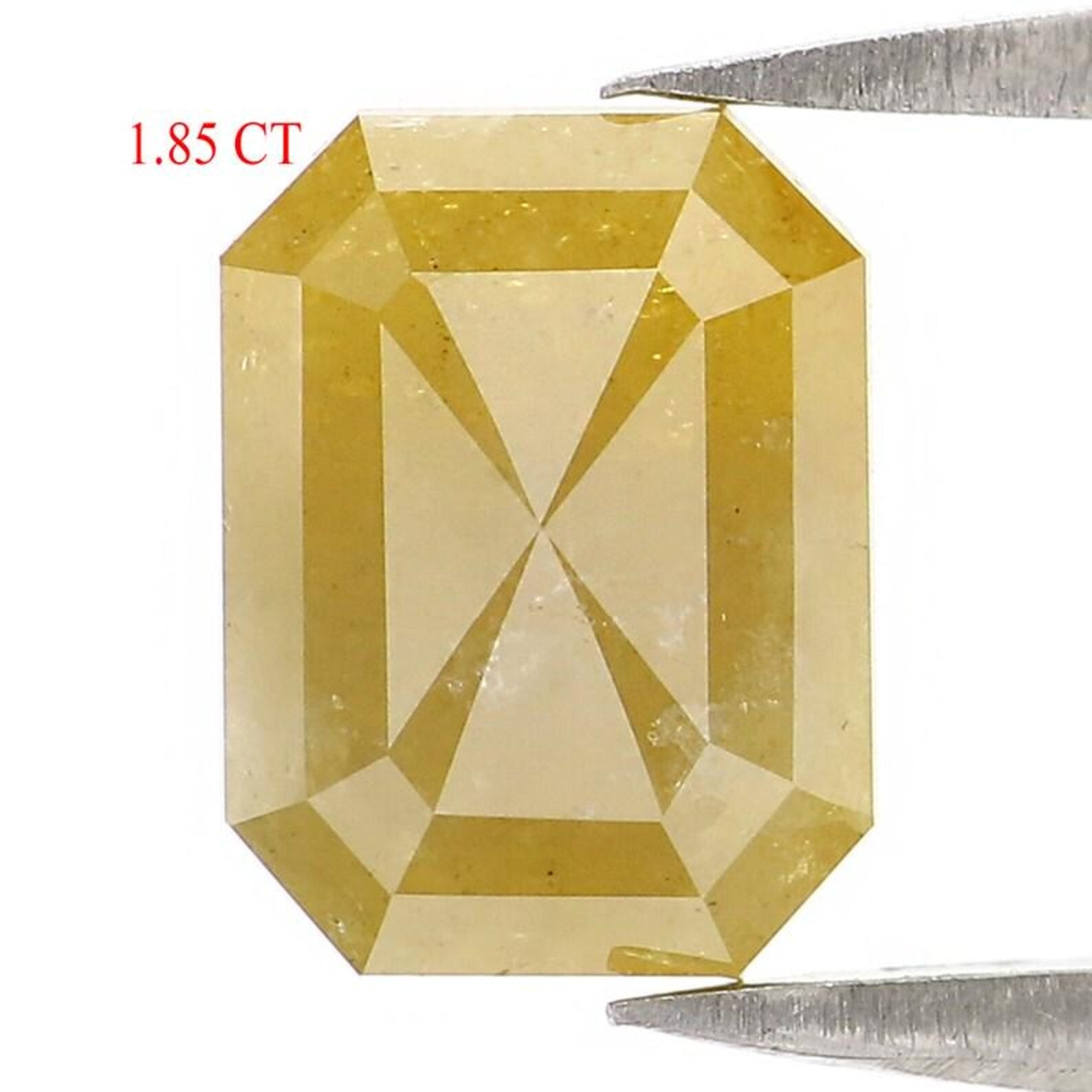 1.85 Ct Natural Loose Emerald Shape Diamond Yellow Color Emerald Diamond 8.05 MM Natural Loose Yellow Color Emerald Rose Cut Diamond NQ2449