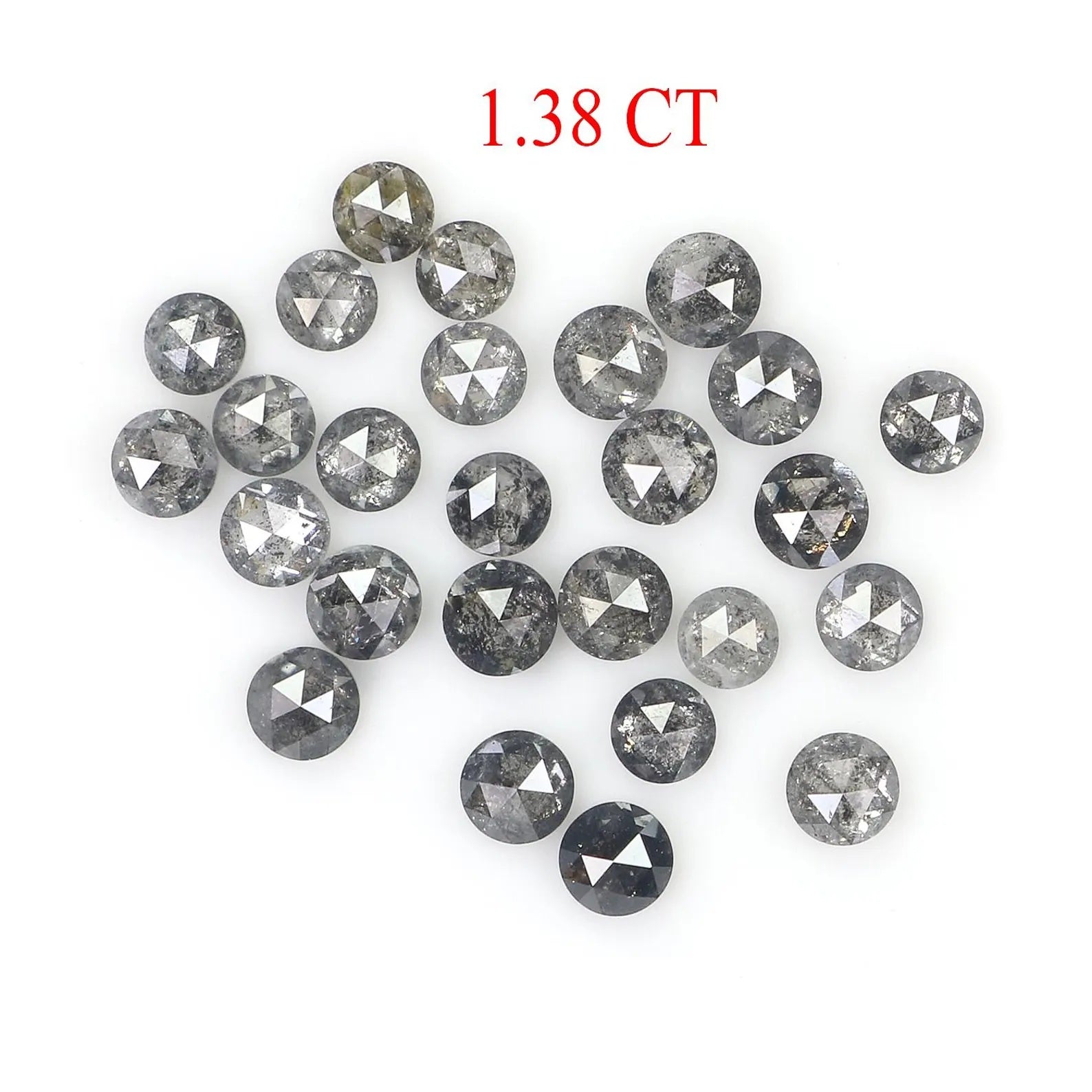1.38 CT Natural Loose Round Shape Diamond Salt And Pepper Round Diamond 2.10 MM Natural Loose Black Grey Color Round Rose Cut Diamond NQ1843