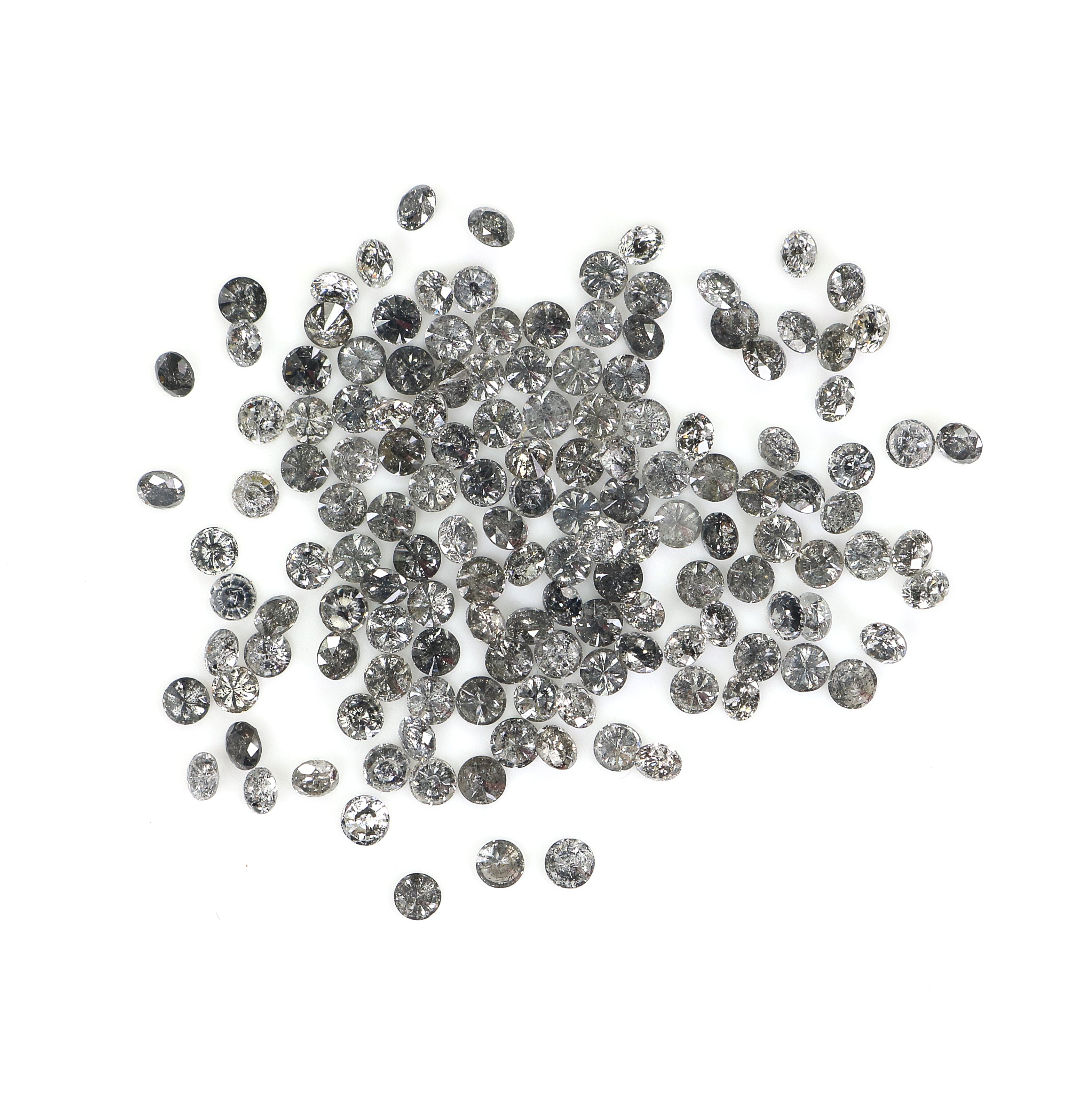 Natural Loose Round Brilliant Cut Salt And Pepper Diamond Black Grey Color Round Diamond Low Price 1.00 to 3.50 MM Round Shape Diamond Q90