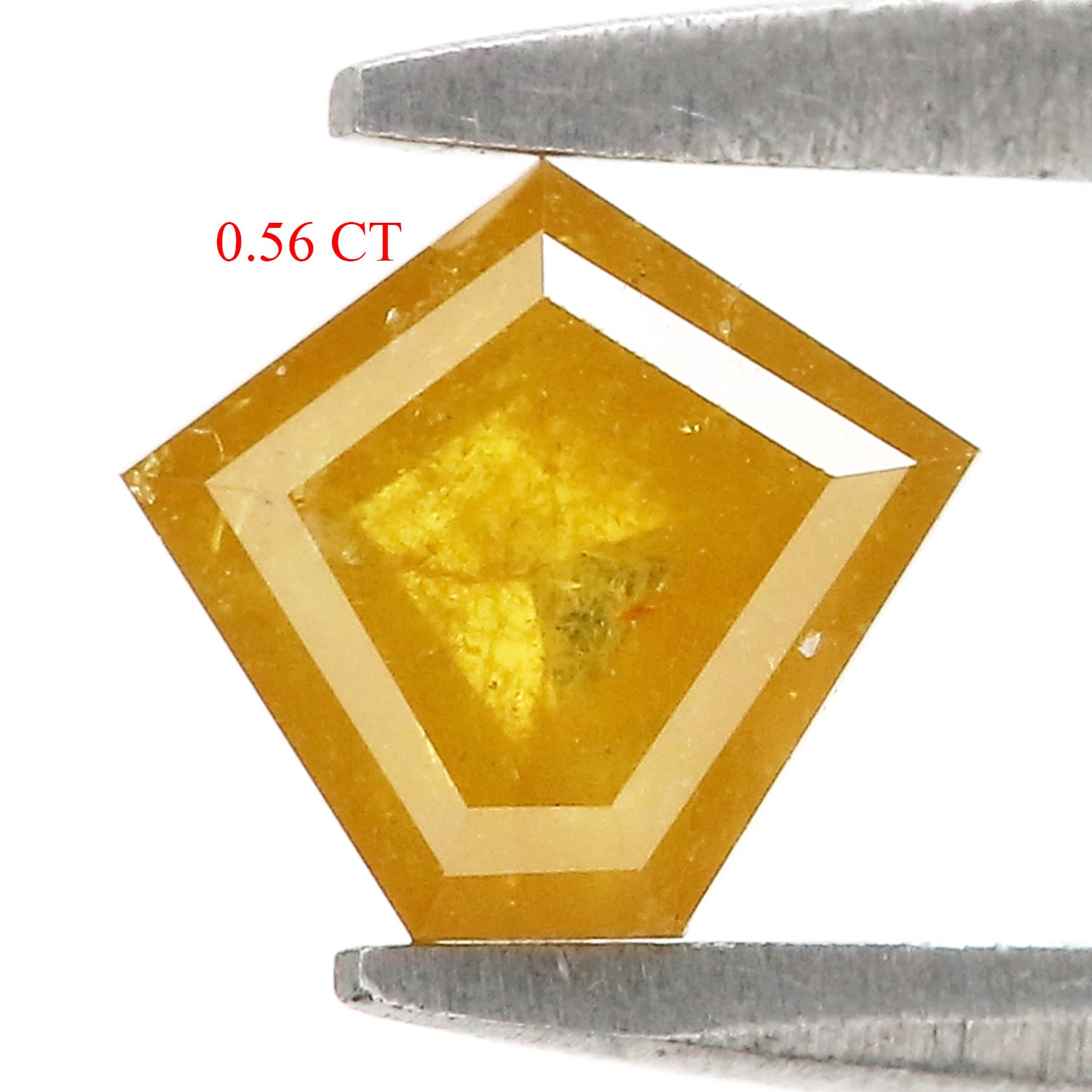 0.56 Ct Natural Loose Pentagon Shape Diamond Yellow Color Pentagon Cut Diamond 5.40 MM Natural Yellow Color Pentagon Rose Cut Diamond KQ2468