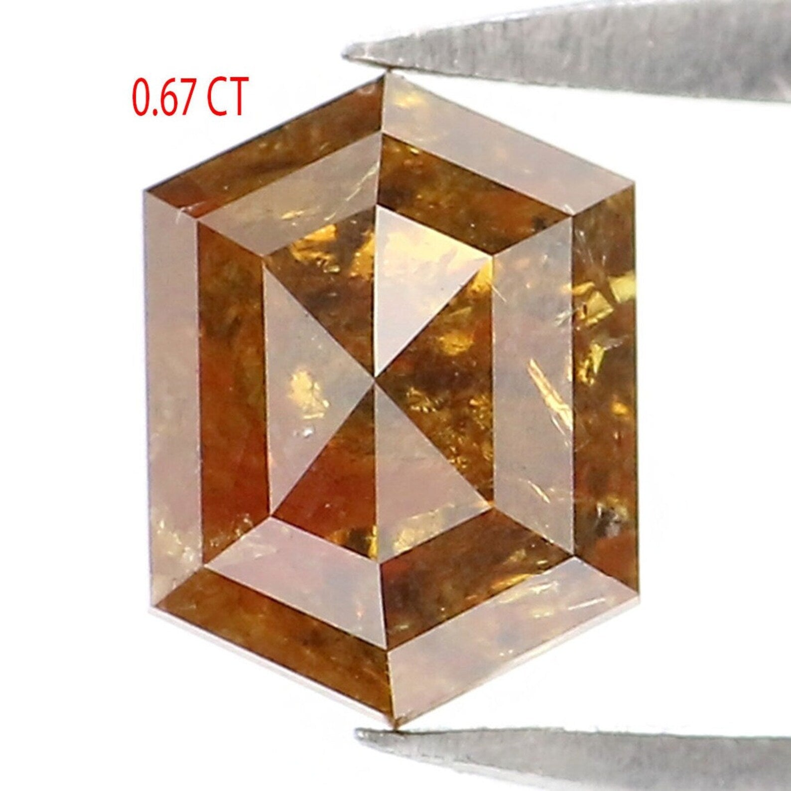 0.67 CT Natural Loose Hexagon Shape Diamond Brown Color Hexagon Cut Diamond 5.90 MM Natural Loose Diamond Hexagon Rose Cut Diamond NQ981