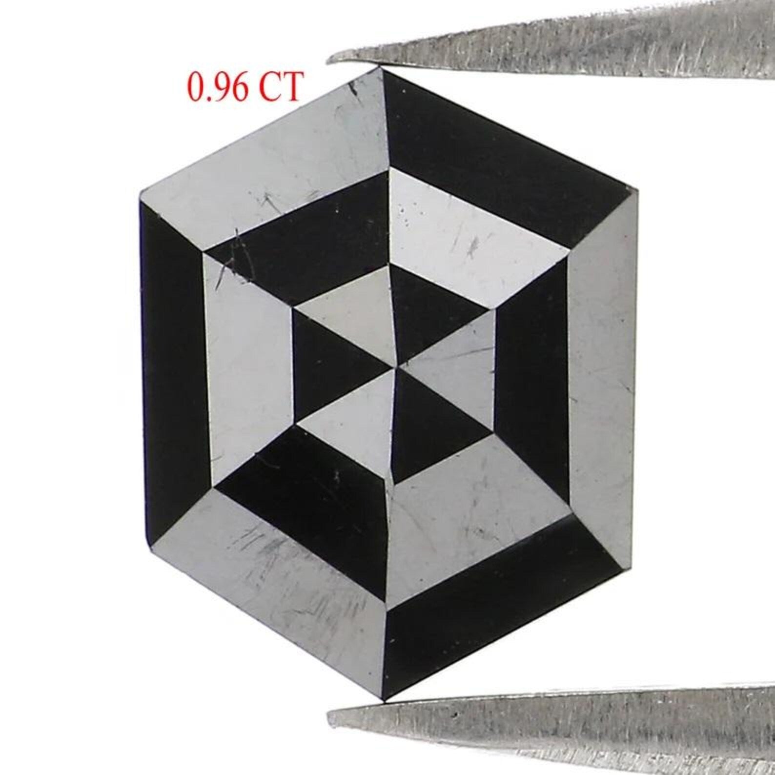 0.96 CT Natural Loose Hexagon Shape Diamond Black Color Hexagon Diamond 8.50 MM Natural Loose Black Color Hexagon Rose Cut Diamond NQ8180