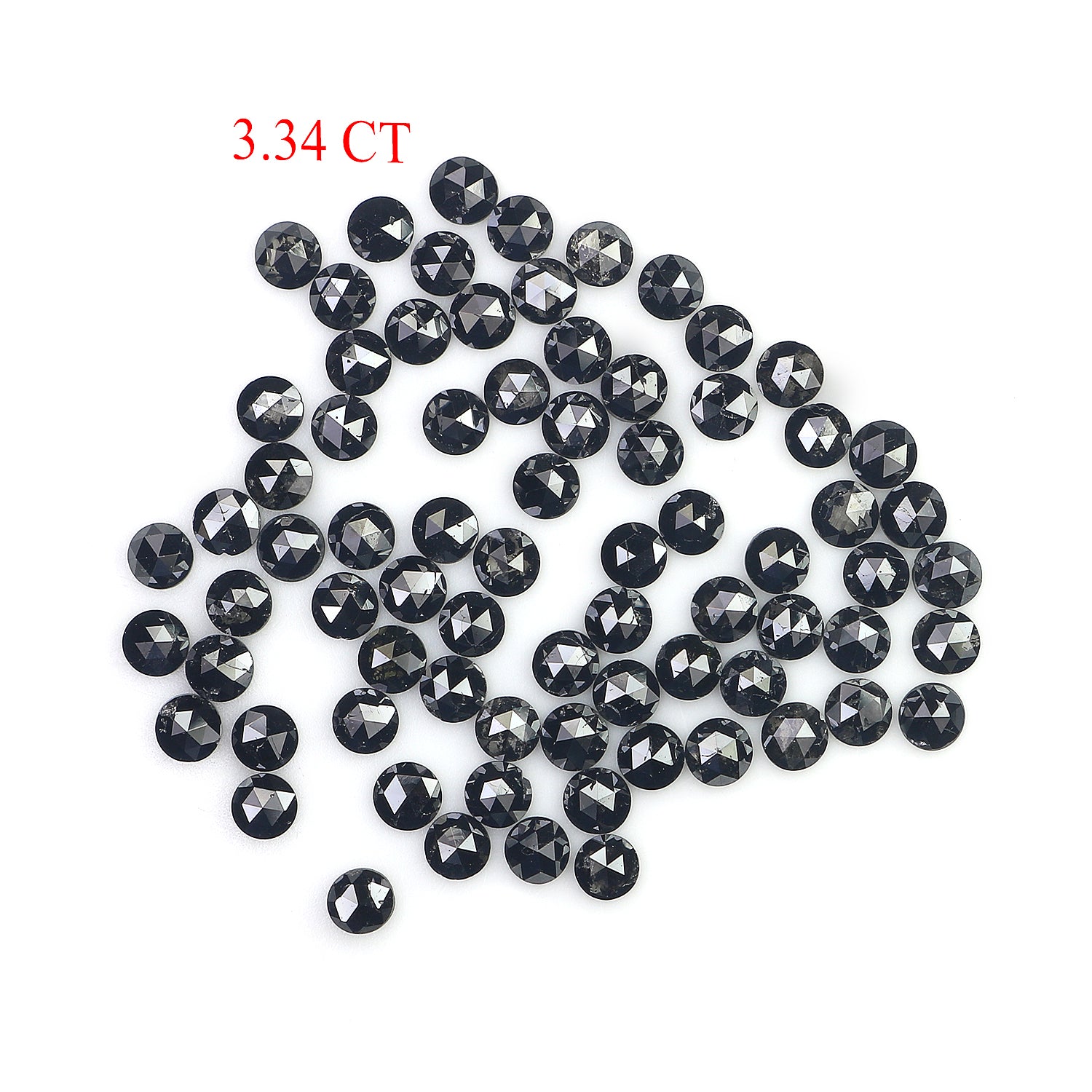 3.34 CT Natural Loose Round Rose Cut Diamond Black Color Round Shape Diamond 2.20 MM Natural Loose Black Color Round Rose Cut Diamond KQ2456