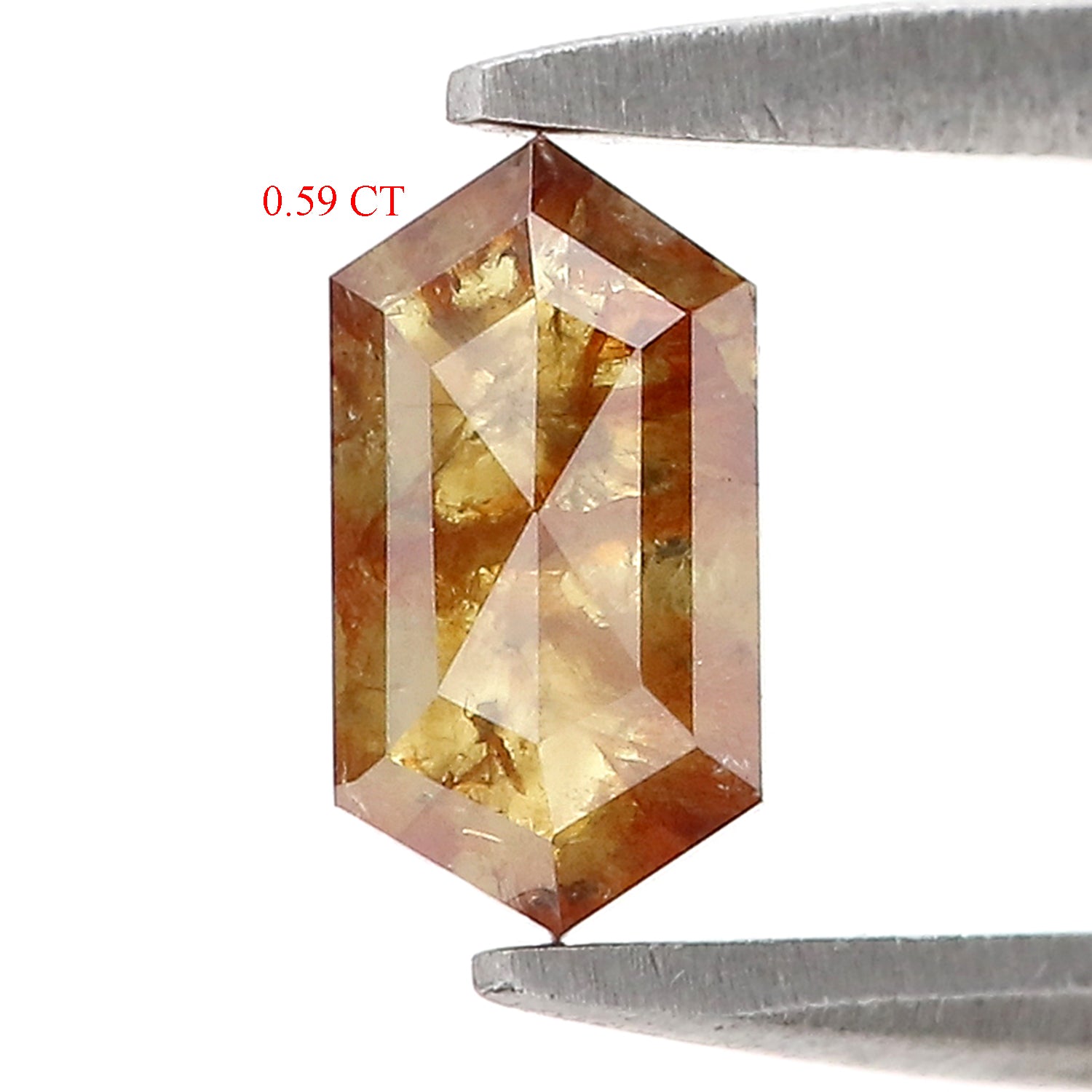 0.59 CT Natural Loose Hexagon Shape Diamond Yellow Color Hexagon Diamond 7.05 MM Natural Loose Brown Color Hexagon Rose Cut Diamond N2652
