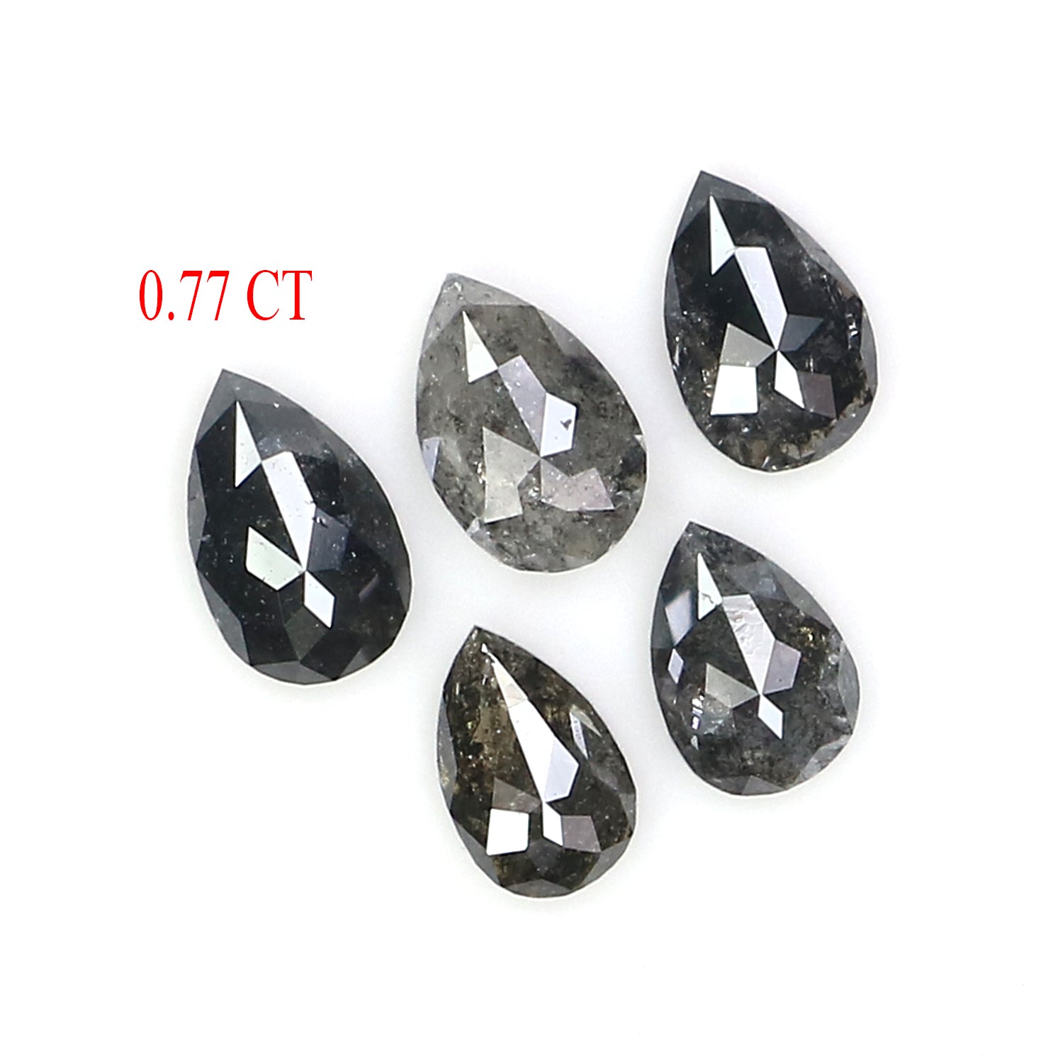 0.77 CT Natural Loose Pear Shape Diamond Salt And Pepper Pear Diamond 4.05 MM Natural Loose Black Grey Color Pear Rose Cut Diamond KQ2698