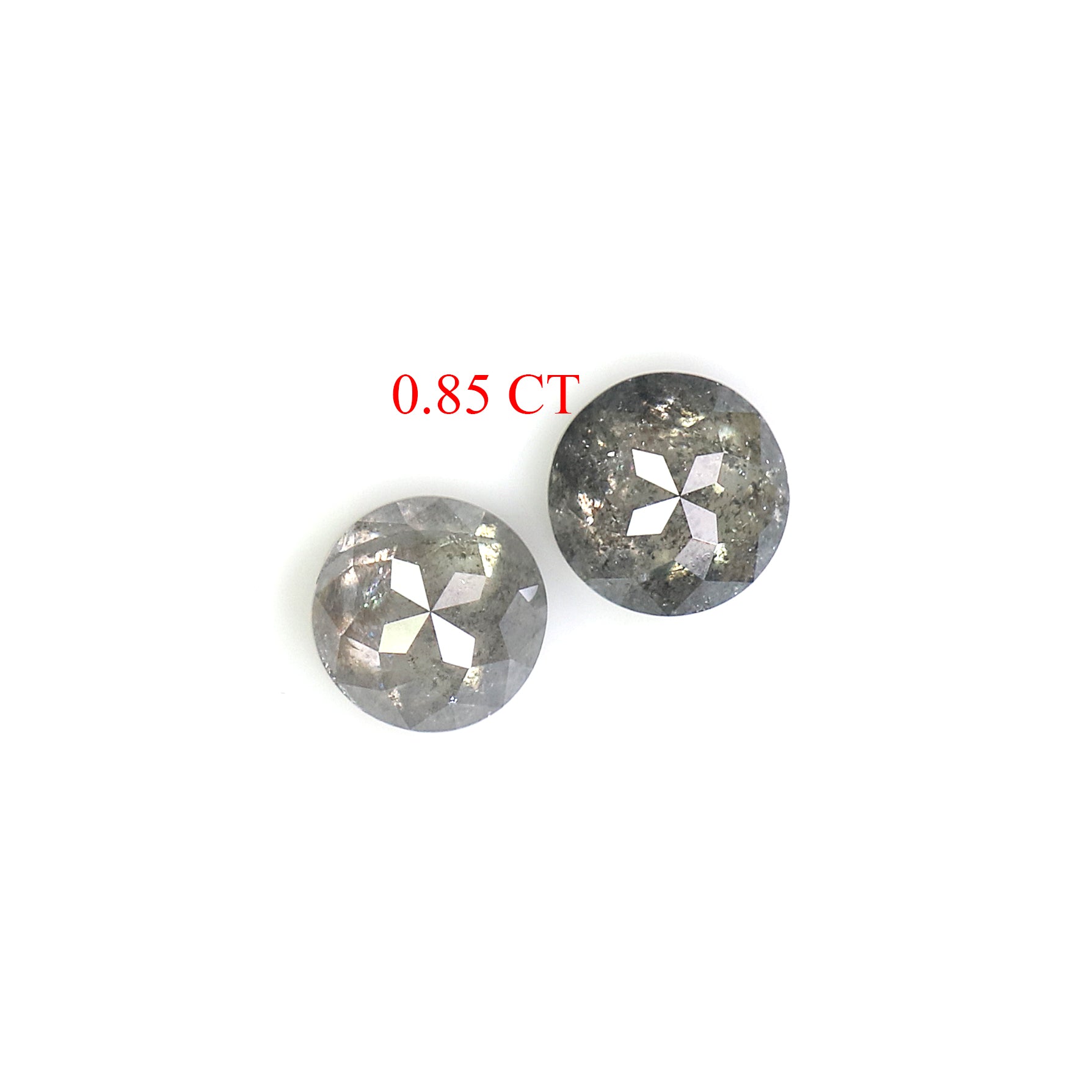 0.85 CT Natural Loose Round Rose Cut Pair Diamond Salt And Pepper Rose Cut Diamond 4.45 MM Natural Black Grey Round Rose Cut Diamond QL6309
