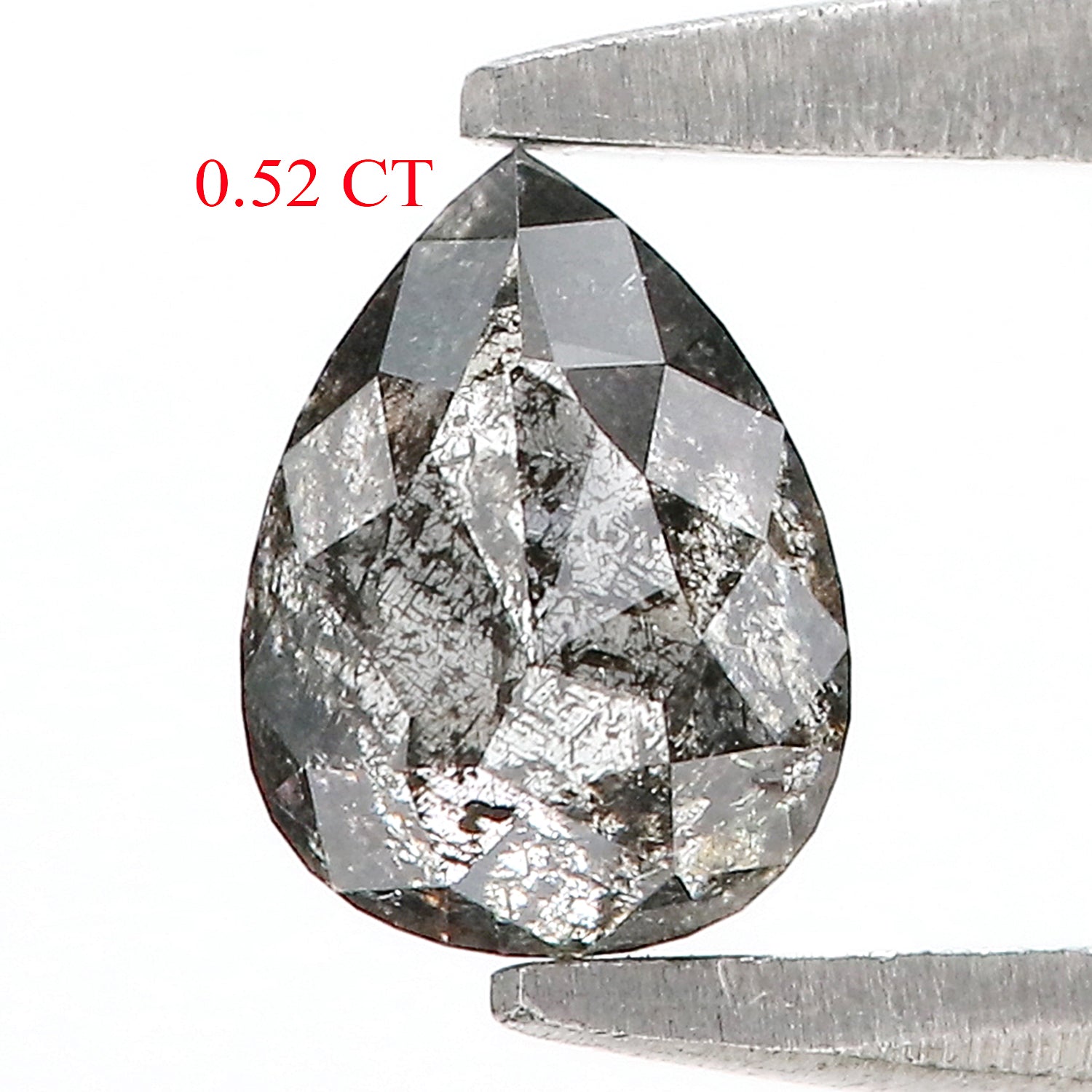 0.52 Ct Natural Loose Pear Shape Diamond Salt And Pepper Pear Cut Diamond 5.55 MM Natural Black Grey Diamond Pear Rose Cut Diamond LQ9020