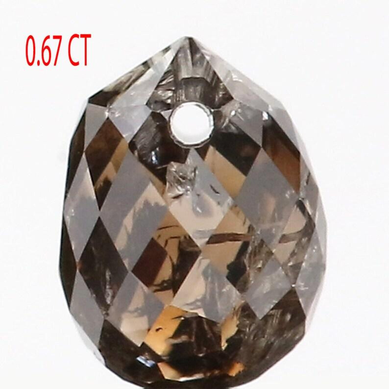 0.67 CT Natural Loose Briolette Shape Diamond Brown Color Drop Cut Diamond 5.30 MM Natural Brown Color Briolette Rose Cut Diamond NQ464