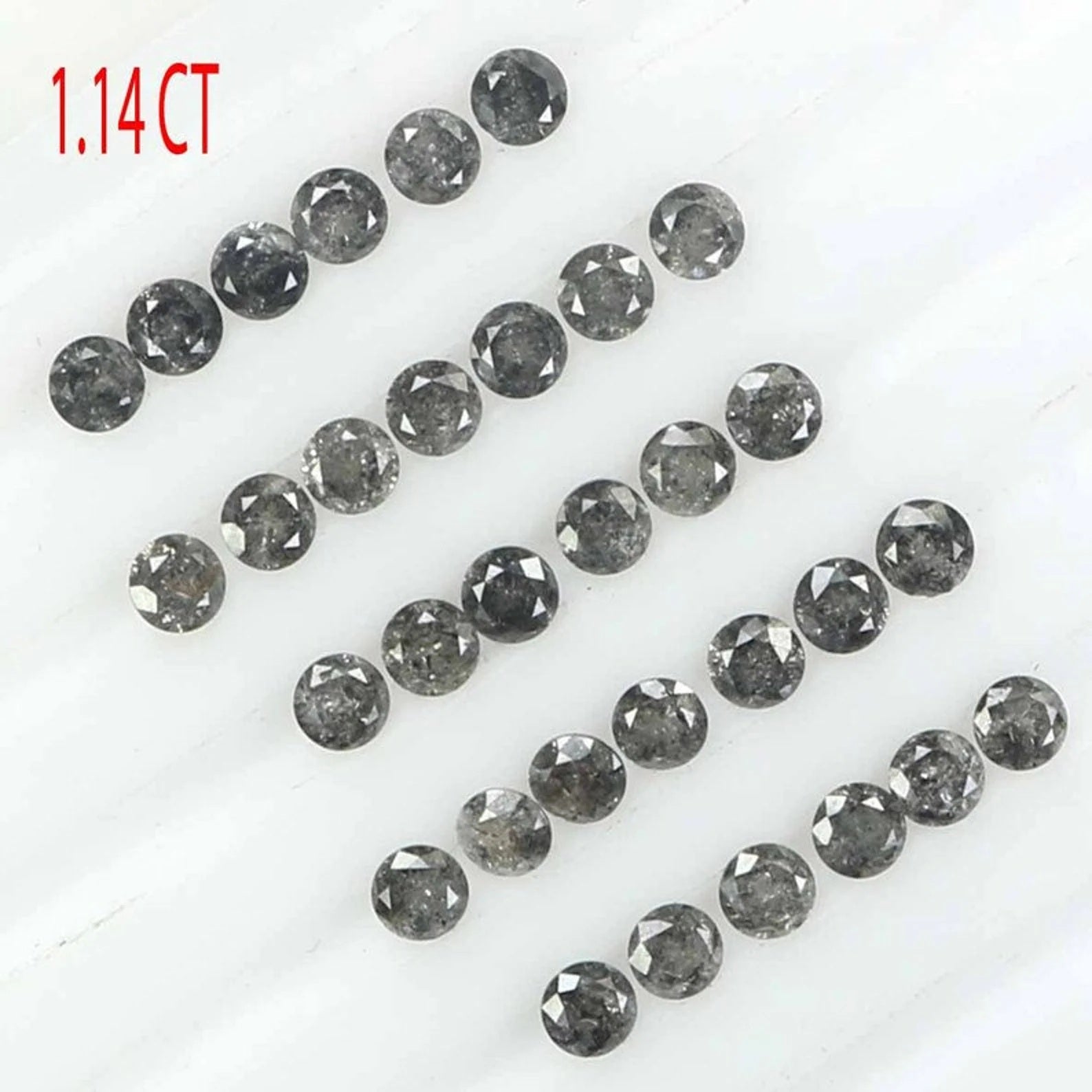 1.14 CT Natural Loose Round Shape Diamond Salt And Pepper Round Diamond 2.00 MM Natural Black Grey Color Round Brilliant Cut Diamond NQ710