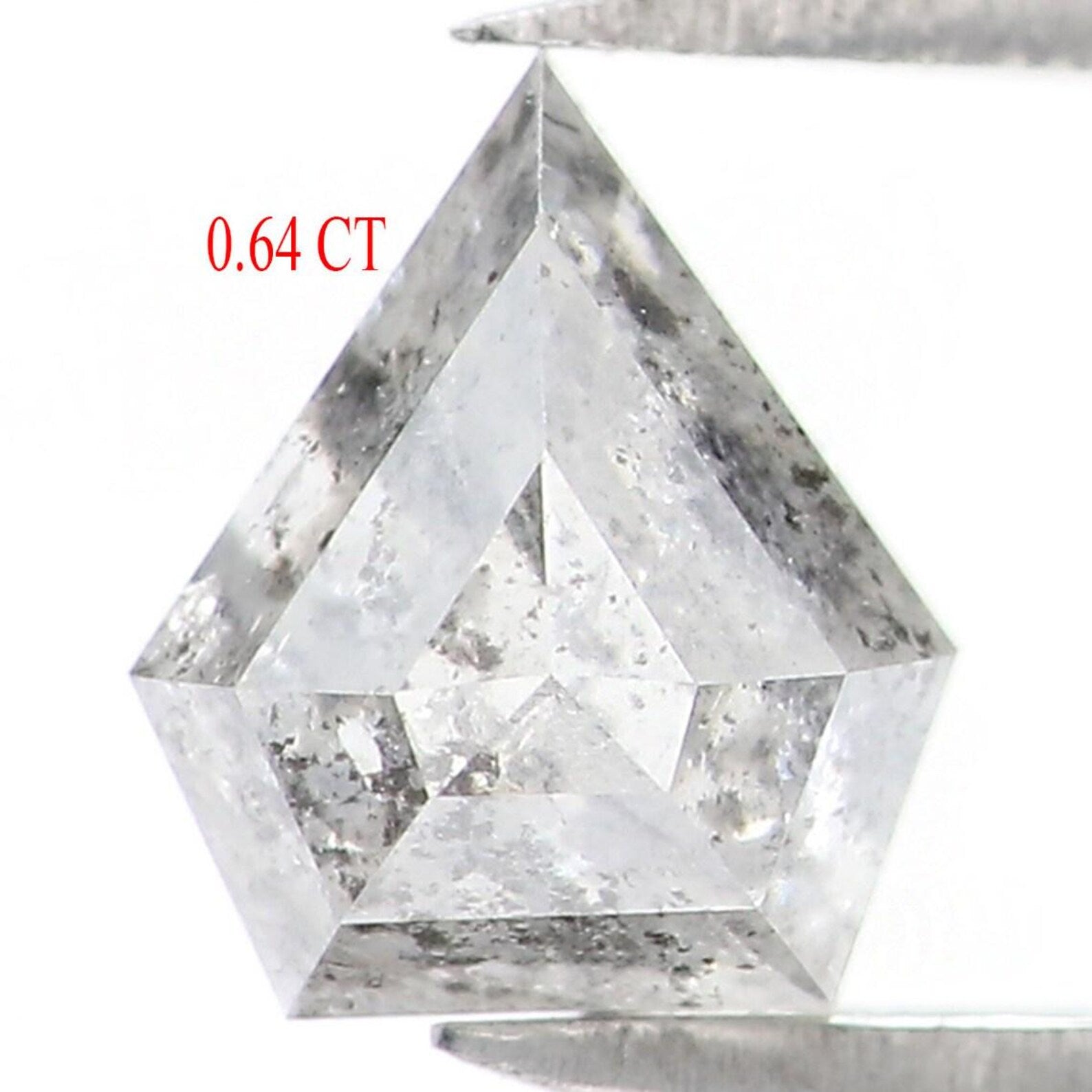 0.64 CT Natural Loose Shield Shape Diamond Salt And Pepper Shield Diamond 5.80 MM Natural Black Gray Color Shield Rose Cut Diamond NQ1672