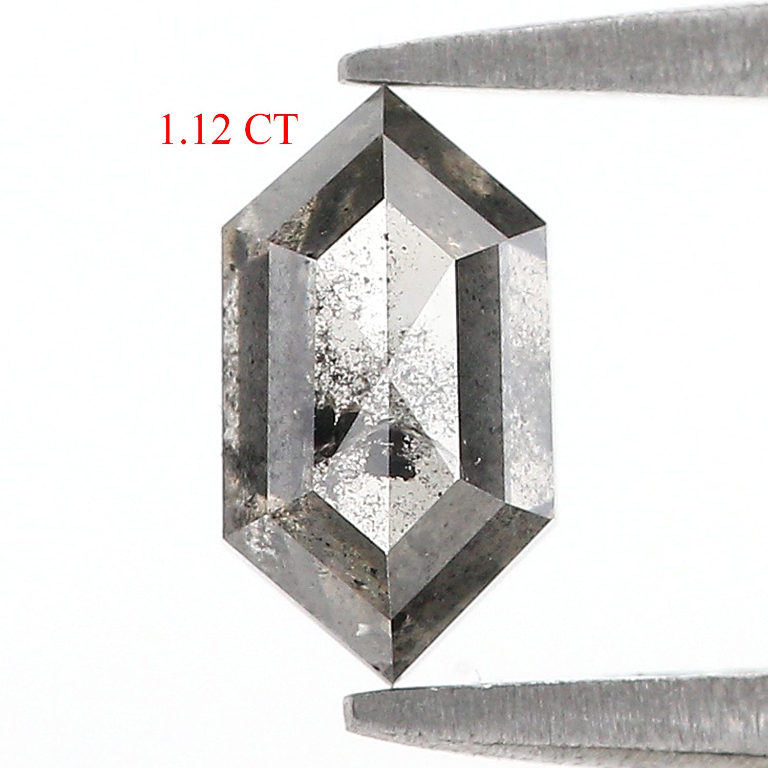 1.12 CT Natural Loose Hexagon Shape Diamond Salt And Pepper Hexagon Diamond 8.20 MM Natural Black Grey Color Hexagon Rose Cut Diamond L3502