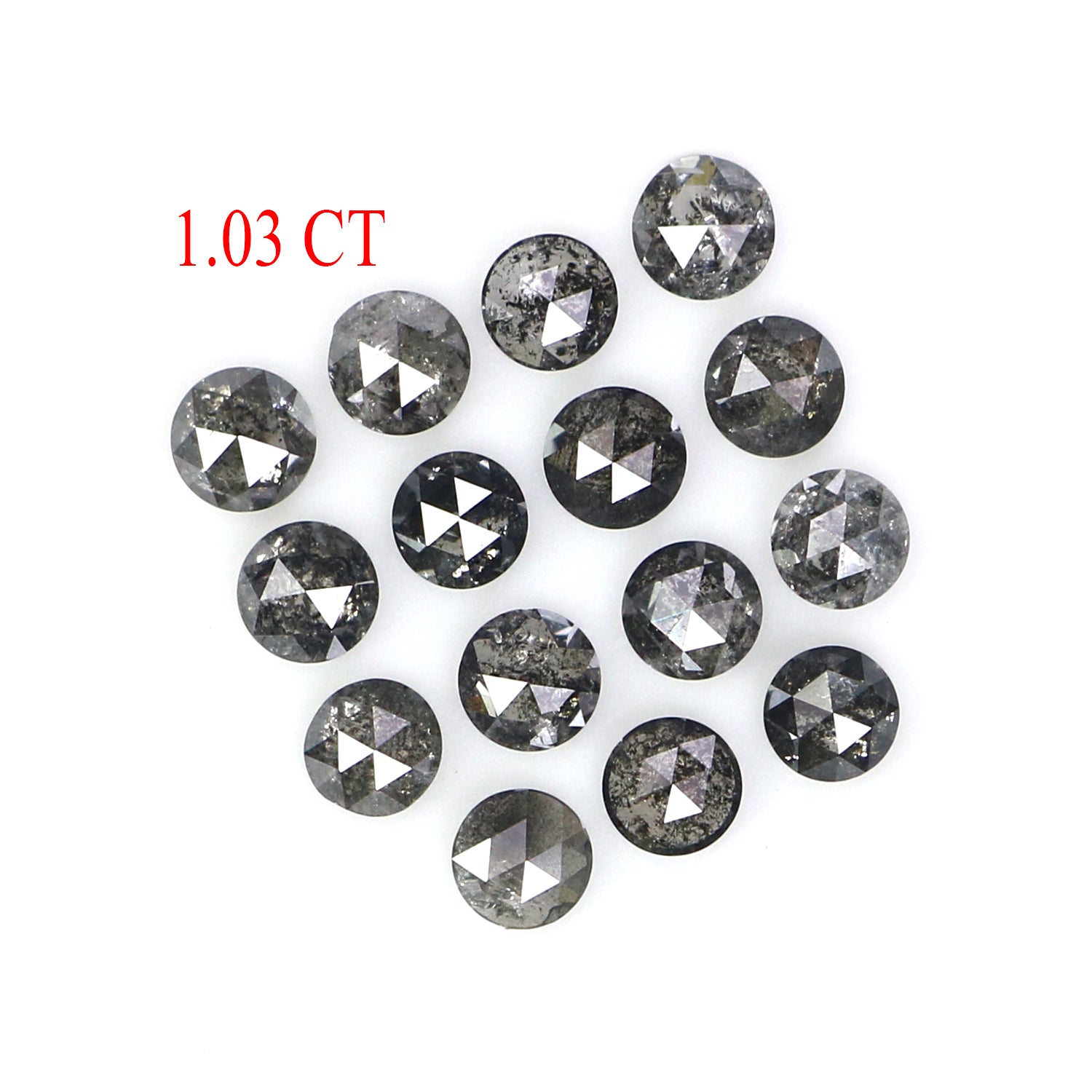 1.03 Ct Natural Loose Round Cut Diamond Salt And Pepper Diamond 2.45 MM Natural Loose Diamond Black Grey Color Round Rose Cut Diamond KQ2669