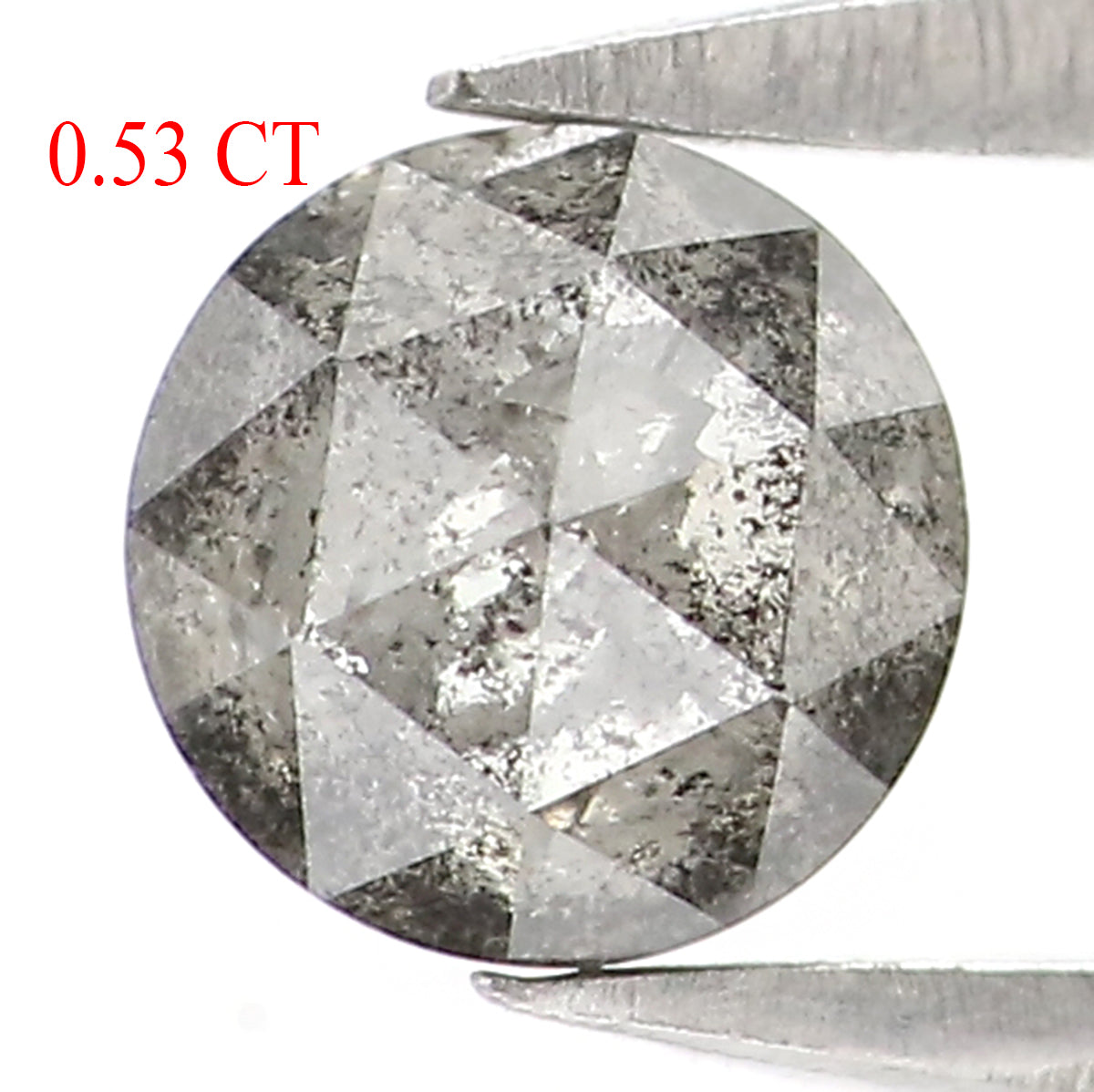 Natural Loose Round Rose Cut Diamond, Salt And Pepper Round Diamond, Natural Loose Diamond, Rose Cut Diamond, 0.53 CT Round Shape KR2664
