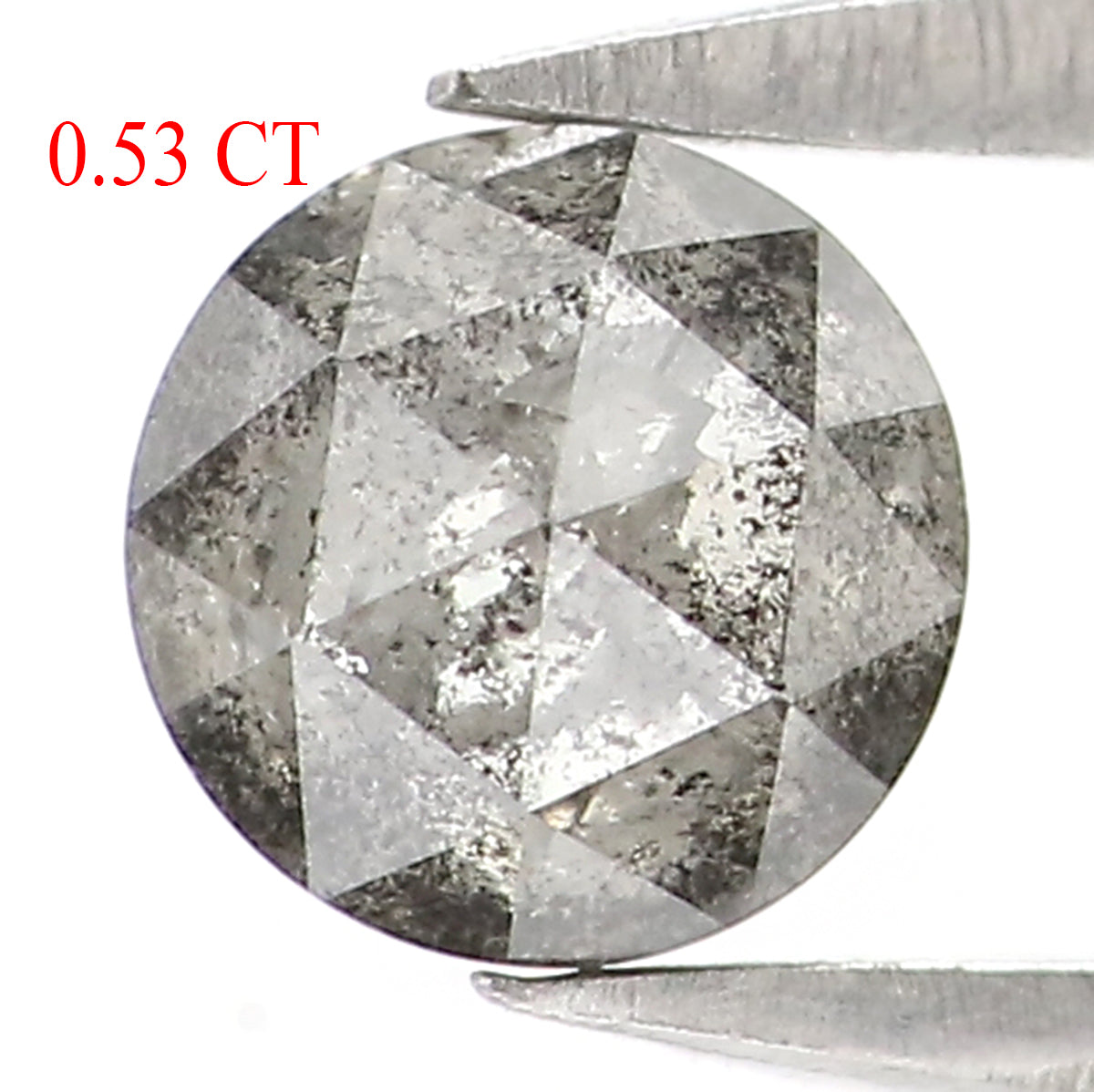 0.53 Ct Natural Loose Round Rose Cut Diamond Salt And Pepper Round Shape Diamond 4.65 MM Natural Black Grey Color Rose Cut Diamond KQ2664