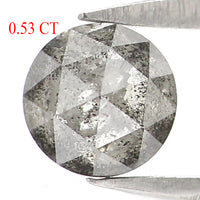 Natural Loose Round Rose Cut Diamond, Salt And Pepper Round Diamond, Natural Loose Diamond, Rose Cut Diamond, 0.53 CT Round Shape KR2664