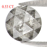 Natural Loose Round Rose Cut Diamond, Salt And Pepper Round Diamond, Natural Loose Diamond, Rose Cut Diamond, 0.53 CT Round Shape KR2664