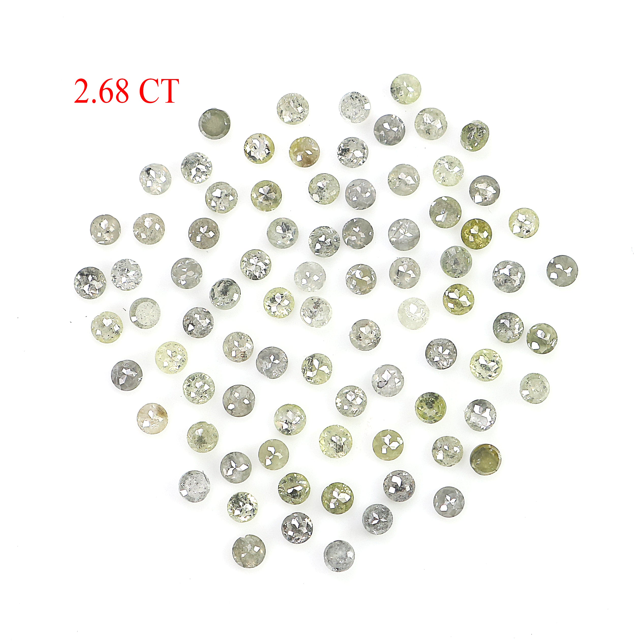 2.68 CT Natural Loose Round Rose Cut Diamond Grey Color Round Shape Diamond 1.80 MM Natural Loose Yellow Color Round Rose Cut Diamond LQ092