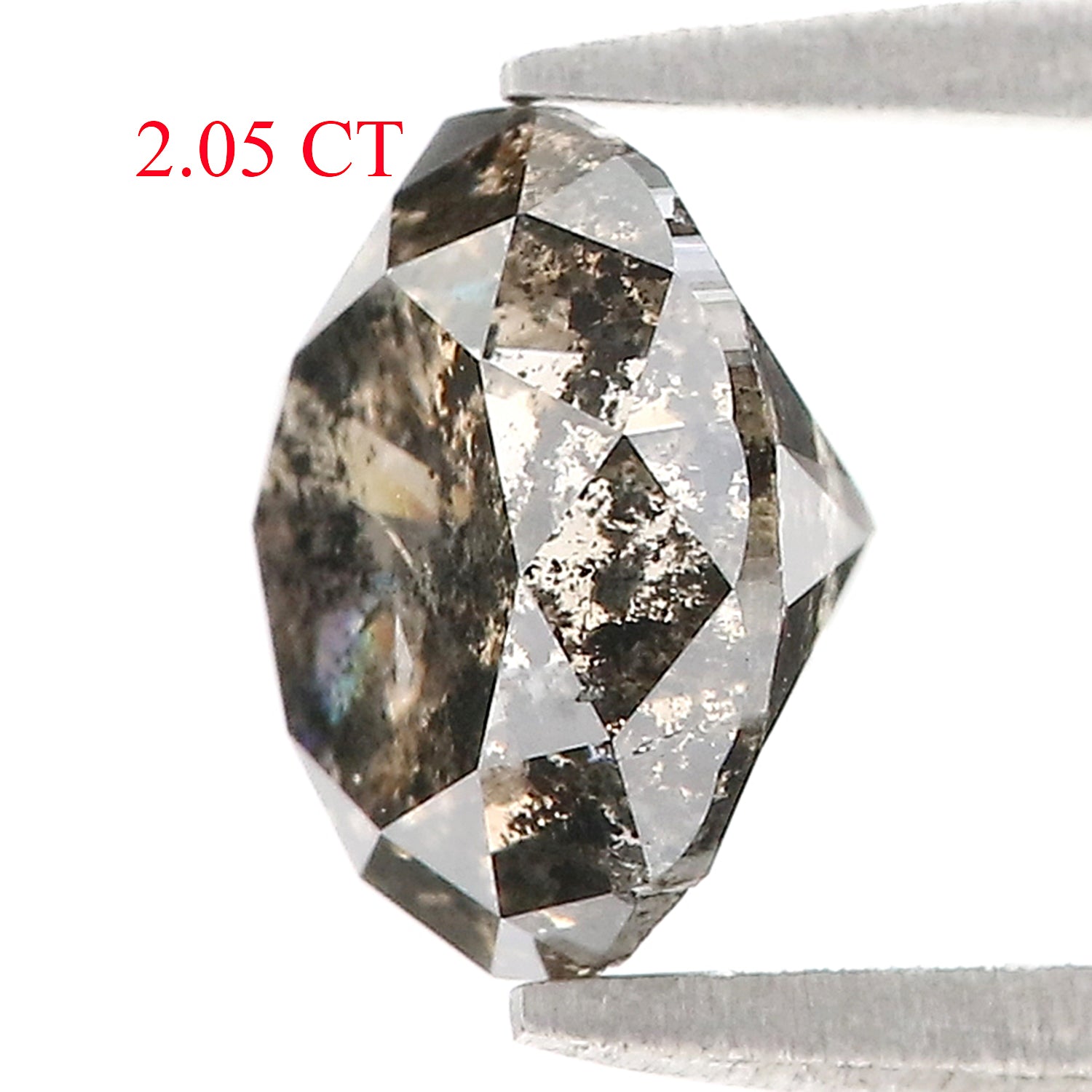 2.05 CT Natural Loose Round Shape Diamond Black Grey Color Round Cut Diamond 7.85 MM Salt And Pepper Round Brilliant Cut Diamond QL9209