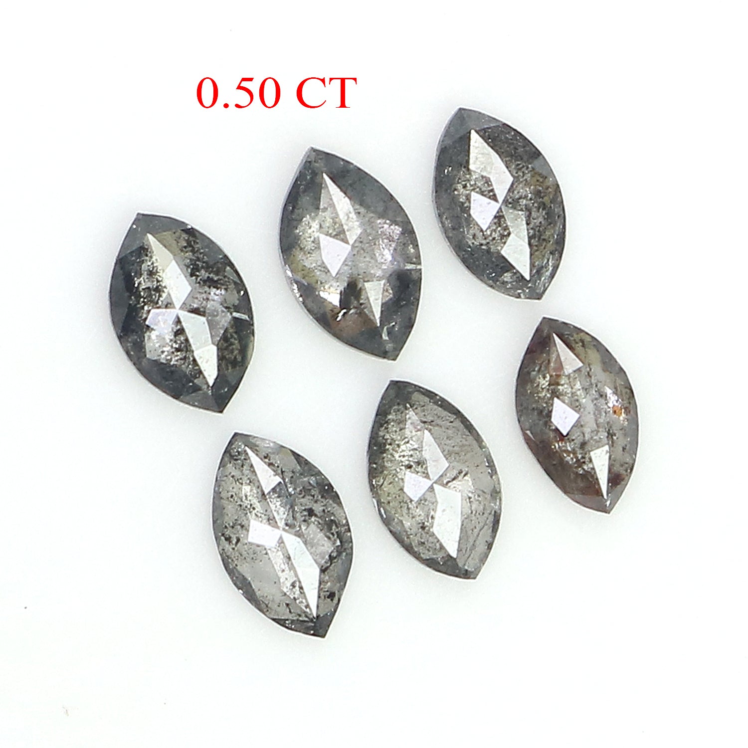 0.50 CT Natural Loose Marquise Shape Diamond Salt And Pepper Marquise Cut Diamond 4.10 MM Black Grey Color Marquise Rose Cut Diamond LQ2813