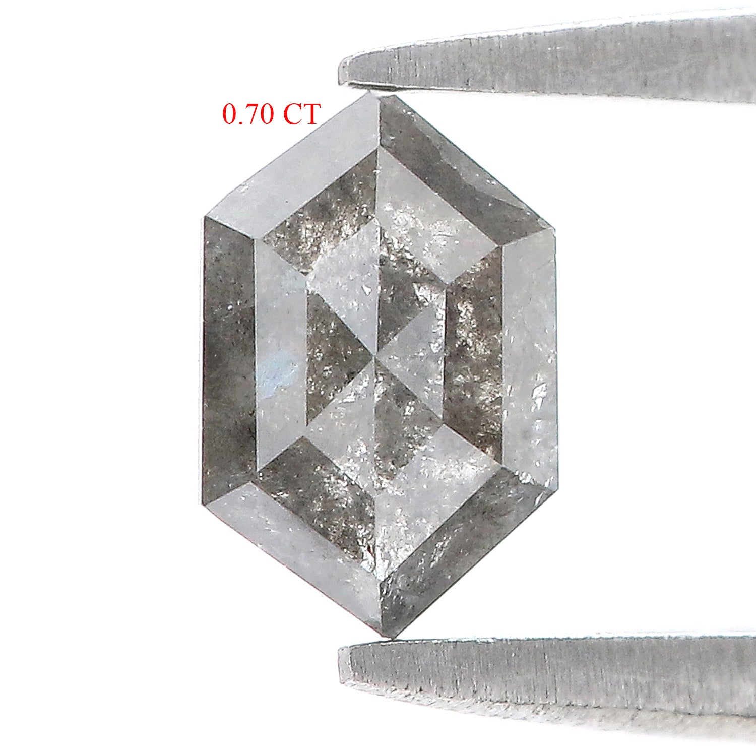 0.70 CT Natural Loose Hexagon Shape Diamond Salt And Pepper Hexagon Cut Diamond 7.05 MM Natural Black Grey Hexagon Rose Cut Diamond QL8153