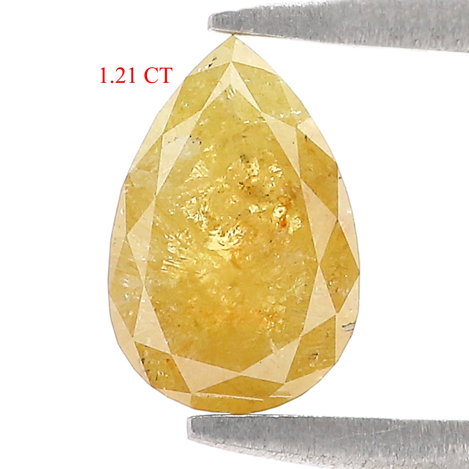 Natural Pear Yellow Diamond 1.21 CT Loose Rose Cut Yellow Stone 8.25 MM Rustic Diamond Pear Diamond For Custom Engagement Ring L3643