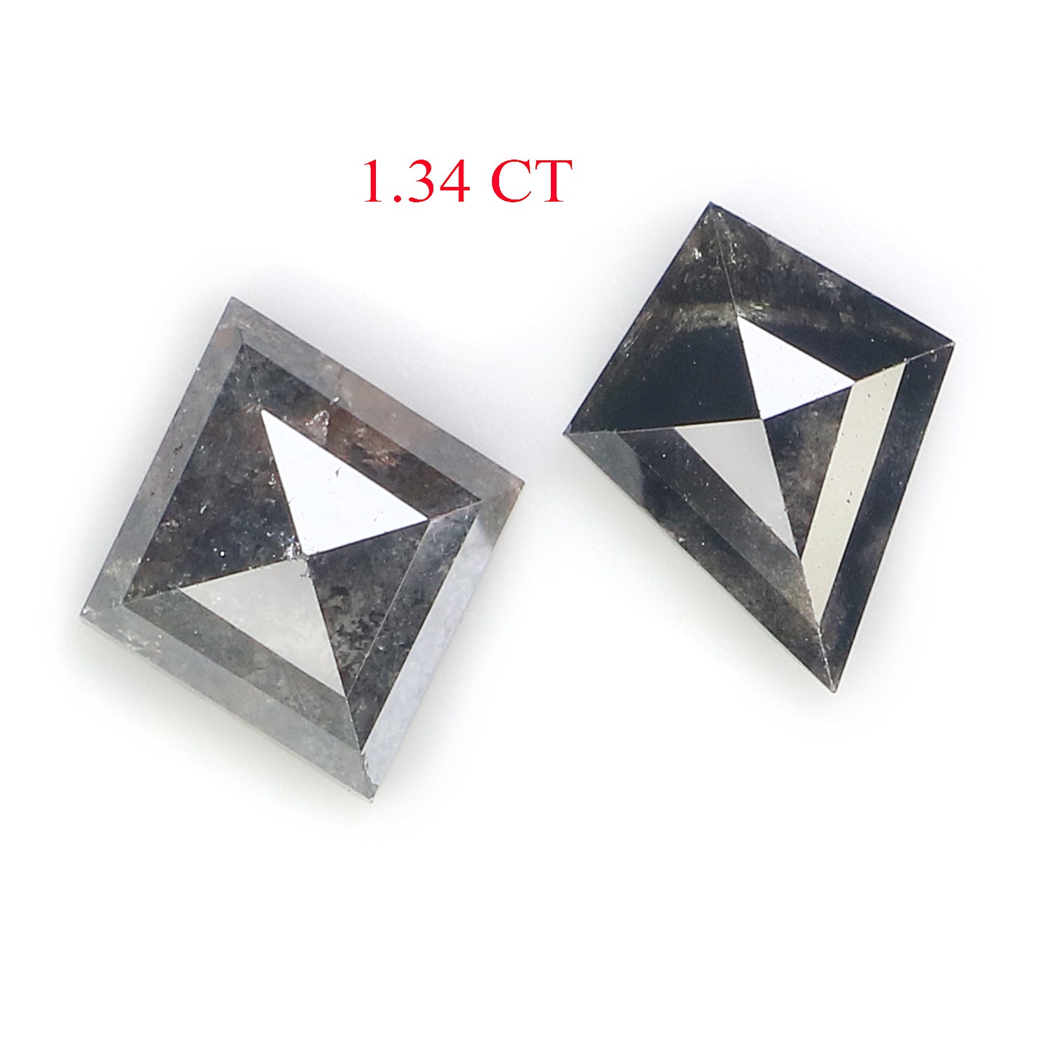 1.34 CT Natural Loose Kite Cut Pair Diamond Salt And Pepper Kite Diamond 7.60 MM Natural Loose Black Grey Color Kite Rose Cut Diamond L3447