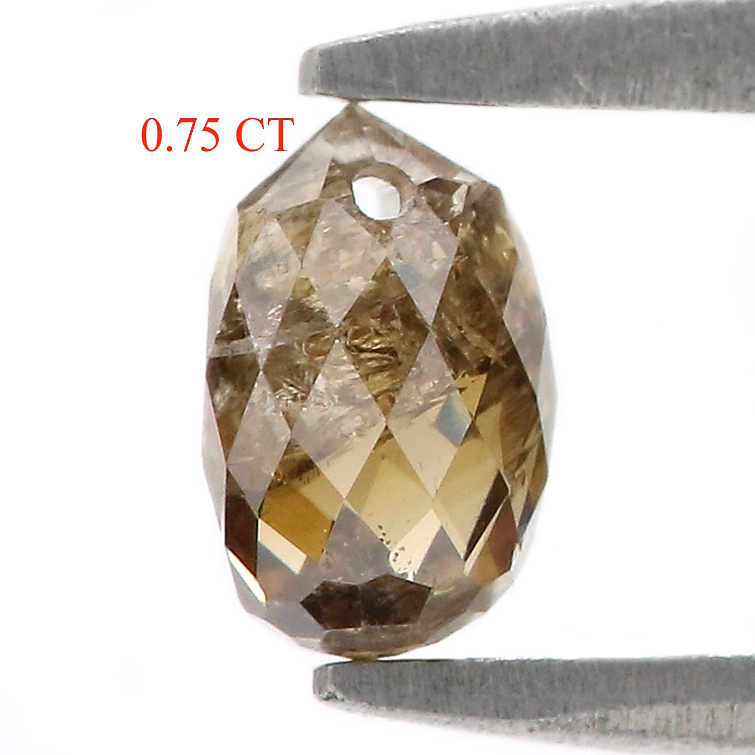 0.75 Ct Natural Loose Briolette Shape Diamond Brown Color Drop Diamond 5.75 MM Natural Loose Brown Color Briolette Rose Cut Diamond LQ9834