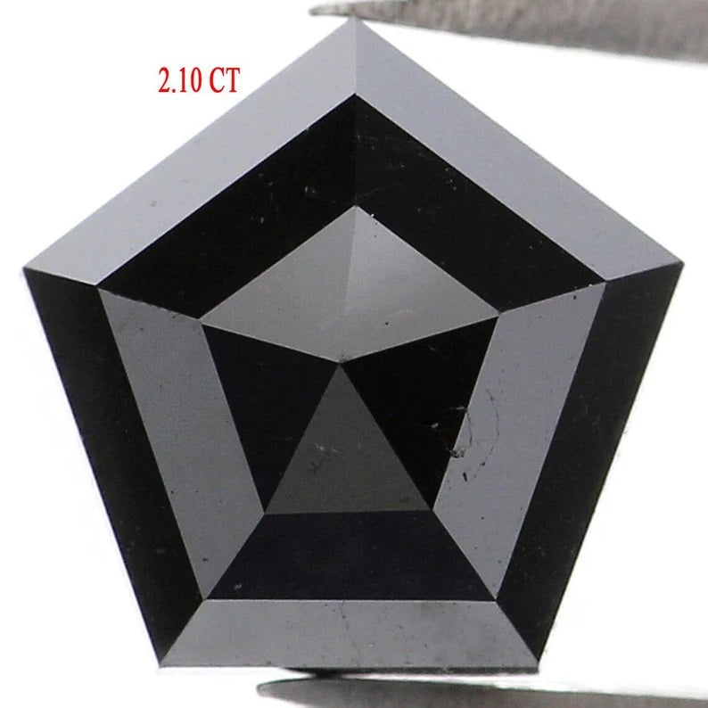 2.10 CT Natural Loose Pentagon Shape Diamond Black Color Pentagon Shape Diamond 7.55 MM Natural Loose Diamond Black Pentagon Diamond NQ526