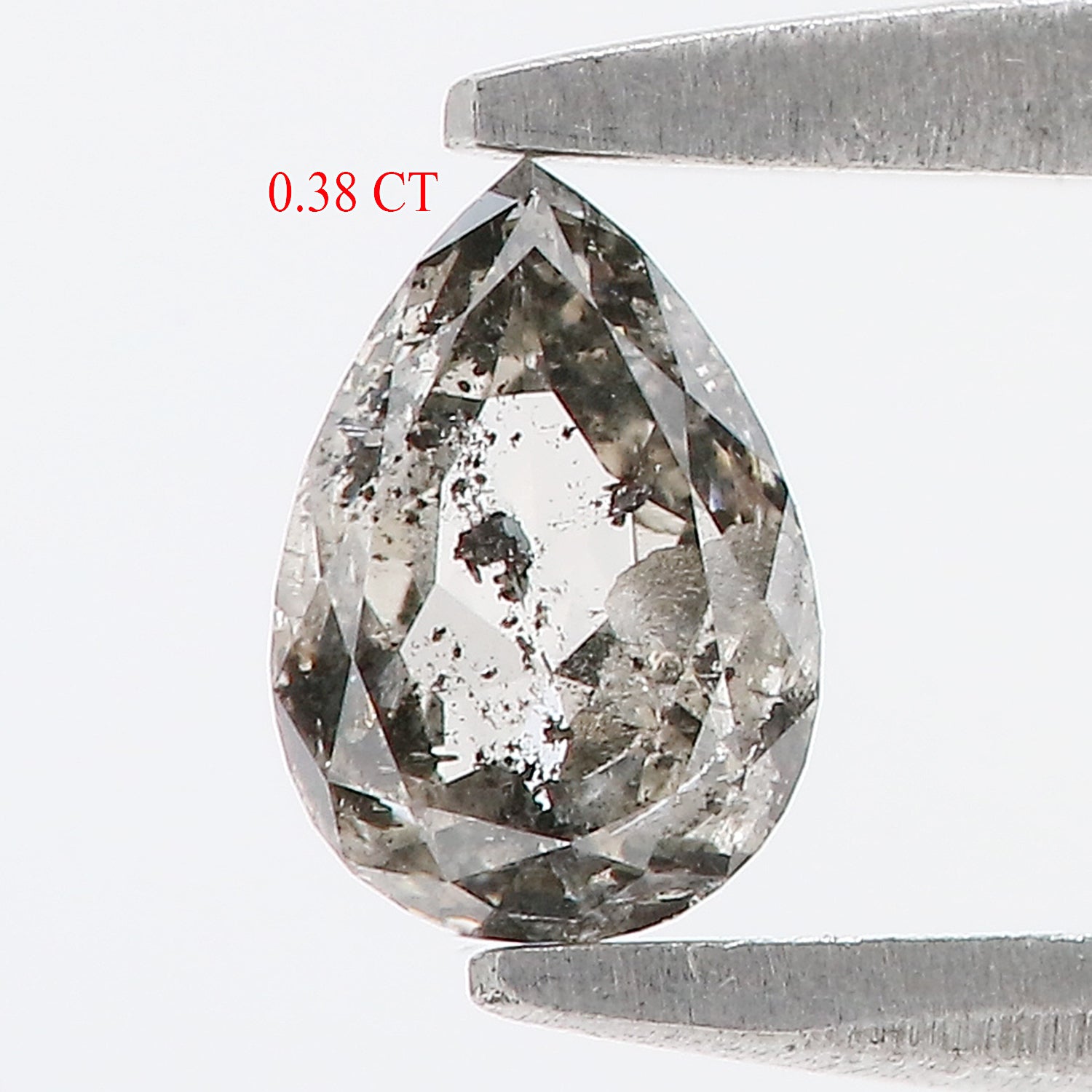 0.38 CT Natural Loose Pear Shape Diamond Salt And Pepper Pear Rose Cut Diamond 5.55 MM Black Grey Color Pear Shape Rose Cut Diamond LQ1961