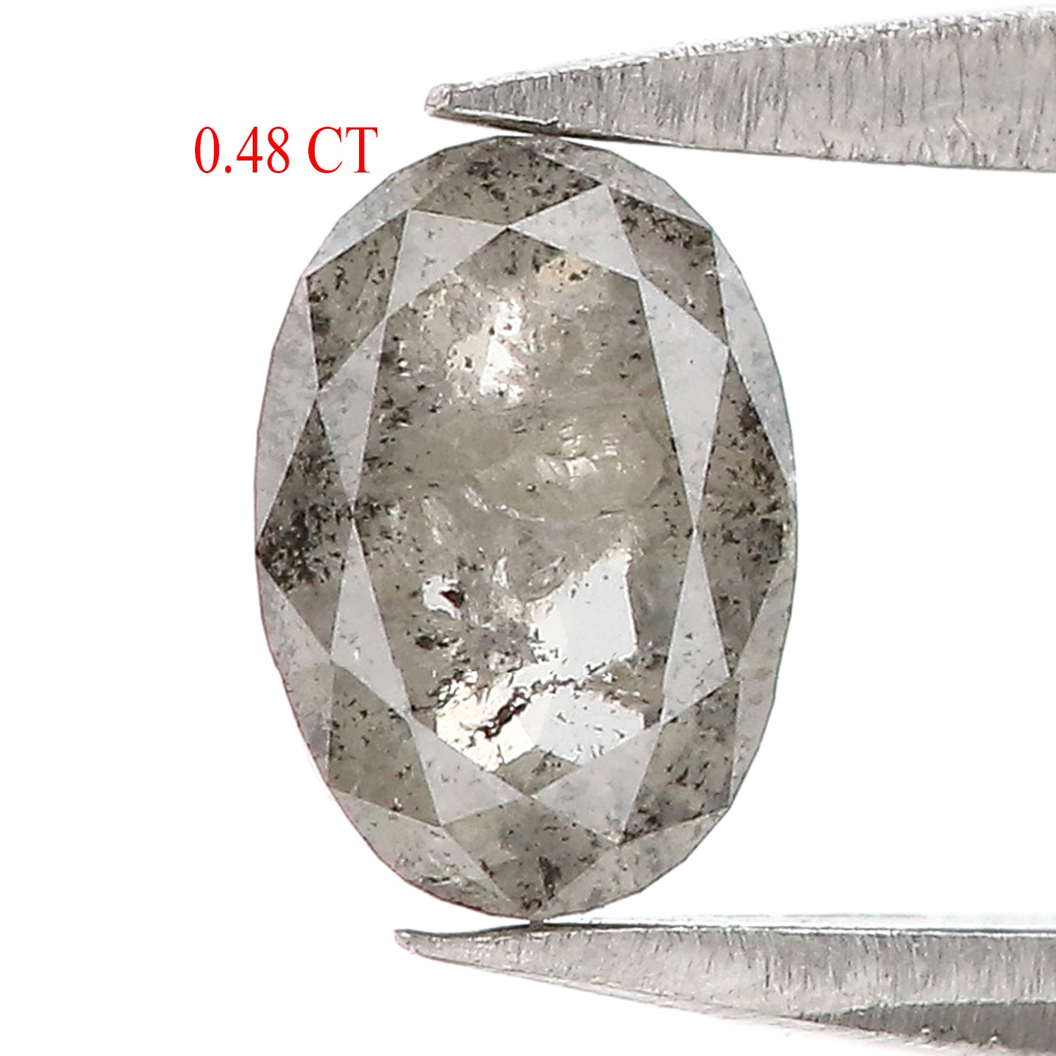 0.48 Ct Natural Loose Oval Shape Diamond Salt And Pepper Oval Diamond 5.60 MM Natural Diamond Black Grey Color Oval Rose Cut Diamond LQ3053