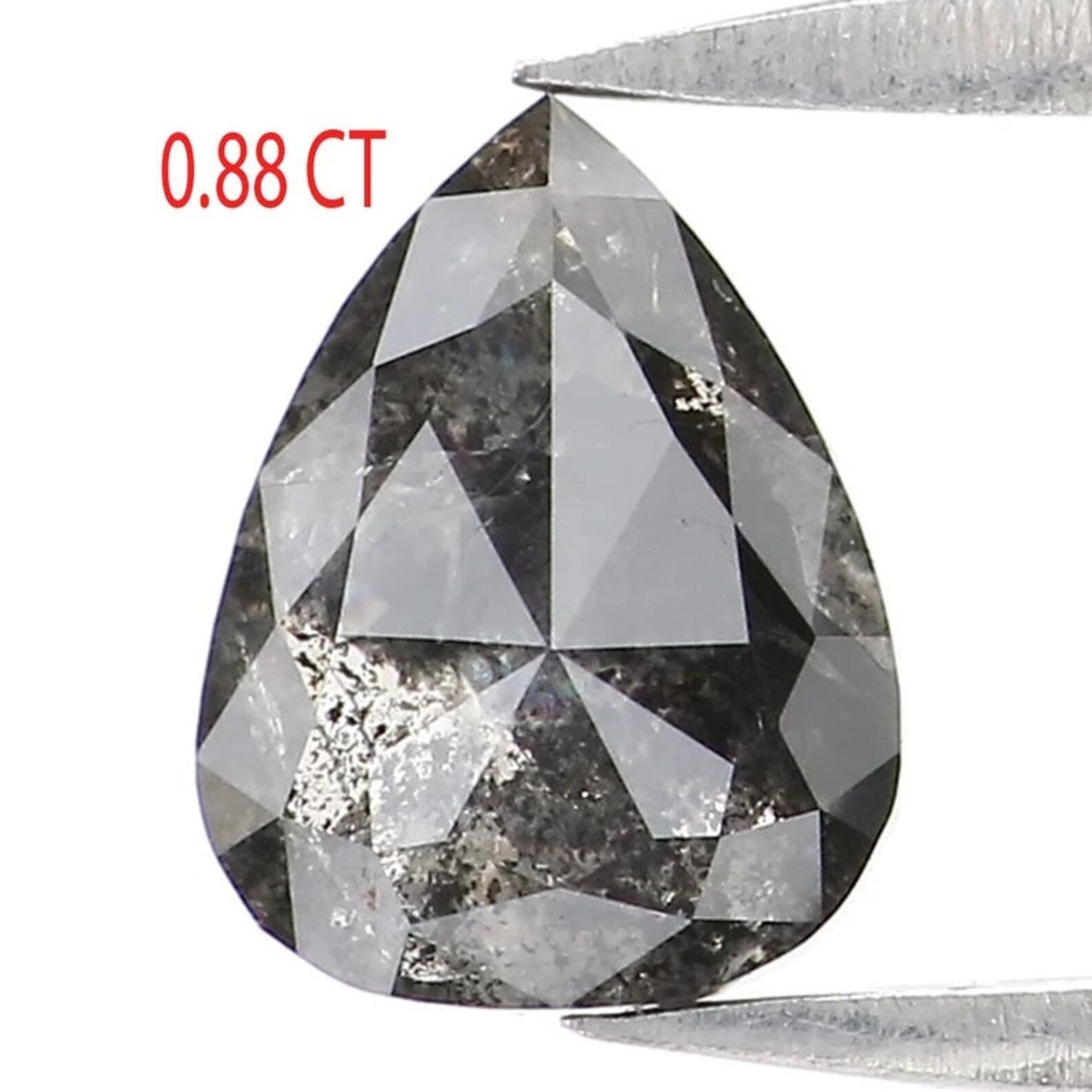 0.88 Ct Natural Loose Pear Shape Diamond Salt And Pepper Pear Diamond 6.80 MM Natural Diamond Black Grey Color Pear Rose Cut Diamond NQ2098