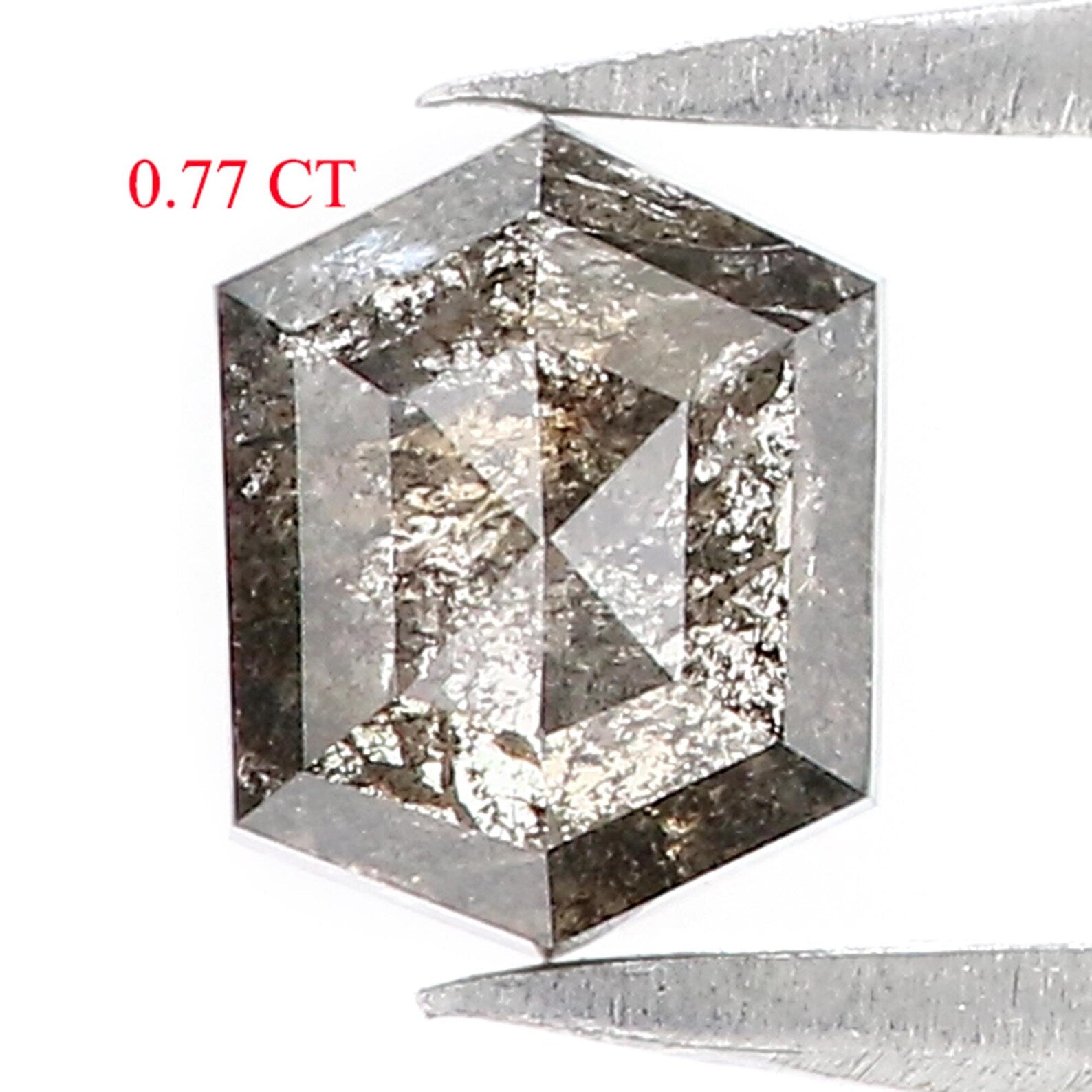0.77 CT Natural Loose Hexagon Shape Diamond Salt And Pepper Hexagon Cut Diamond 6.05 MM Natural Loose Hexagon Shape Rose Cut Diamond QN1223