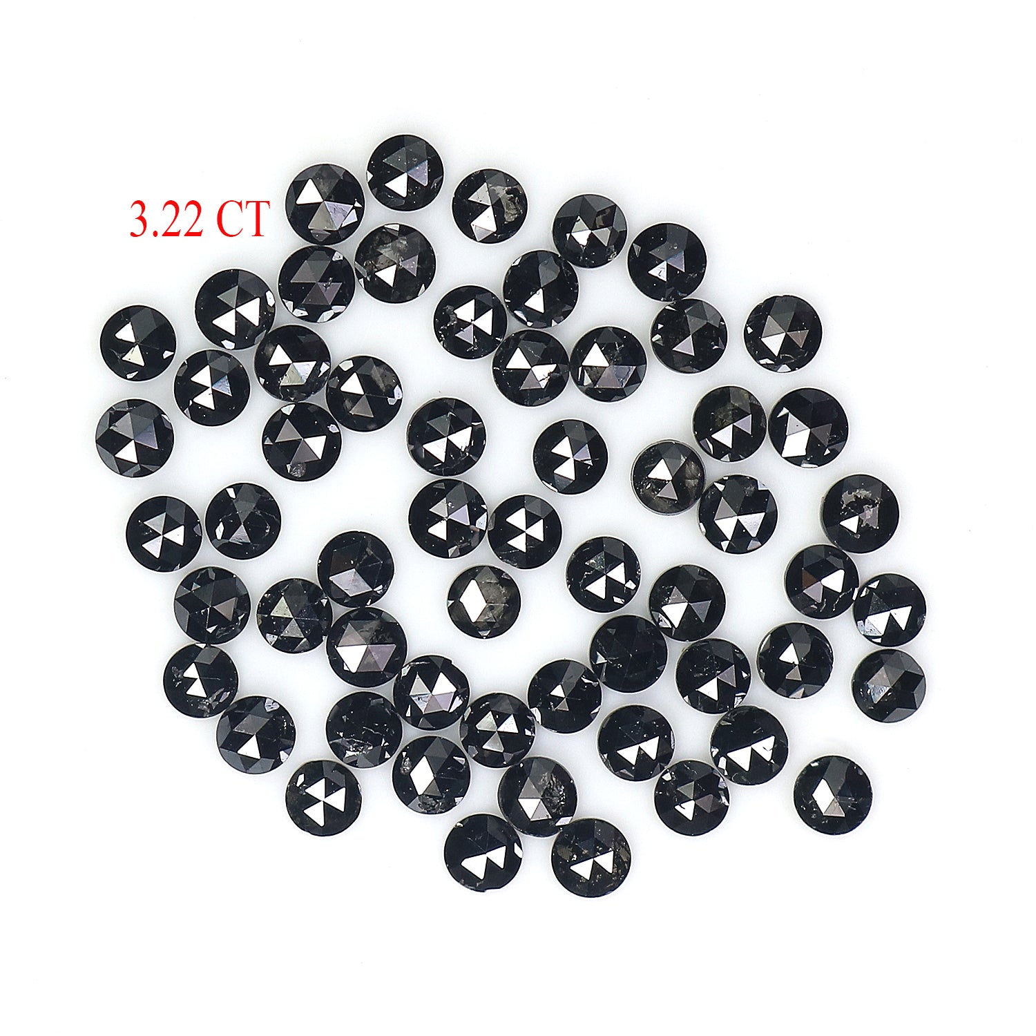 3.22 CT Natural Loose Round Rose Cut Diamond Black Color Round Shape Diamond 2.30 MM Natural Loose Black Color Round Rose Cut Diamond LQ1840
