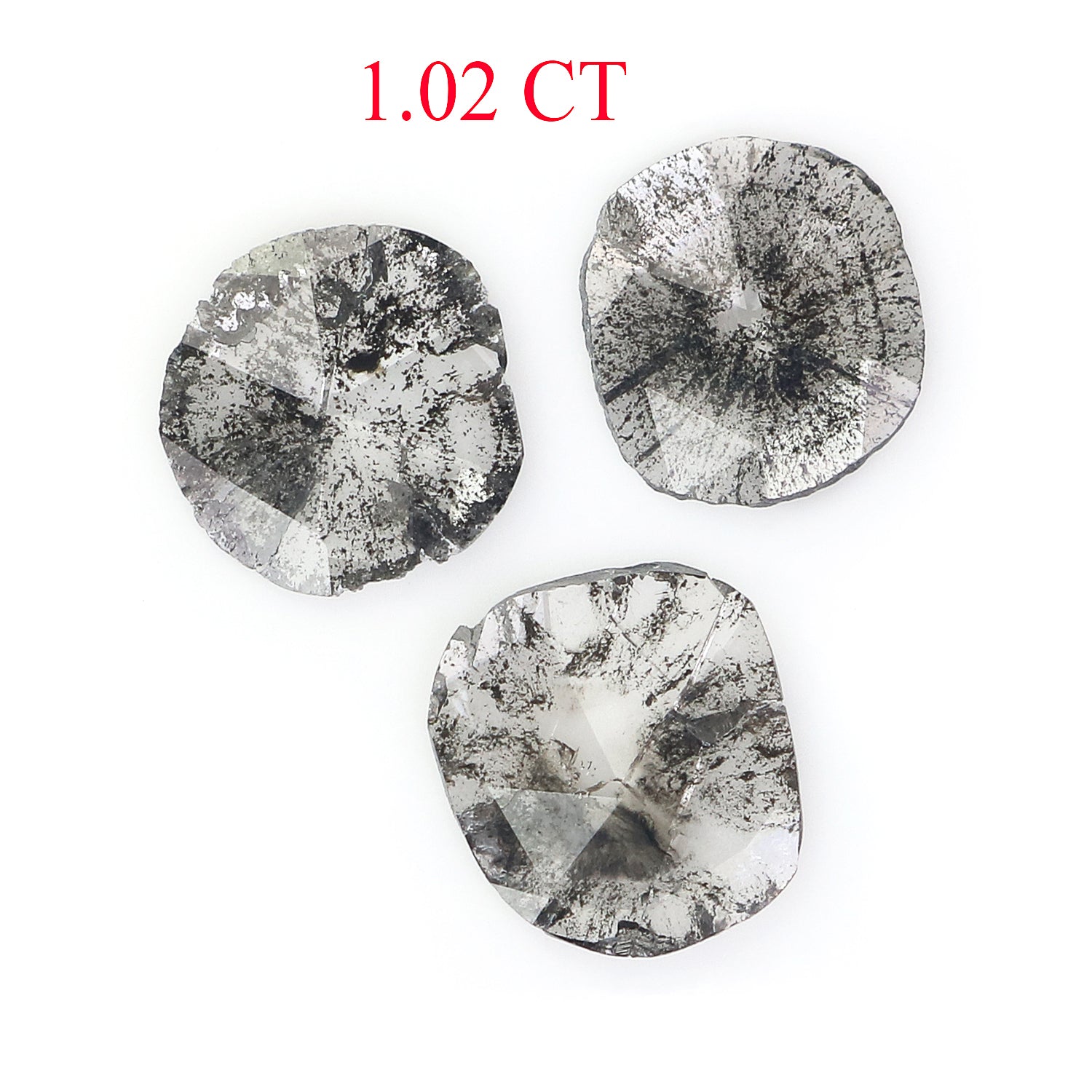 1.02 CT Natural Loose Slice Shape Diamond Salt And Pepper Slice Cut Diamond 7.00 MM Natural Black Grey Diamond Irregular Cut Diamond N2621