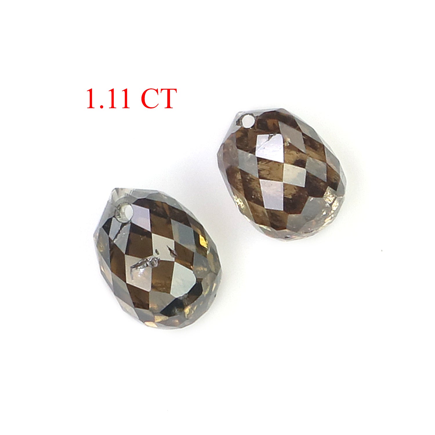 1.11 CT Natural Loose briolette Shape Diamond Brown Color Drop Cut Diamond 4.80 MM Natural Loose Brown Color Drop Rose Cut Diamond N869