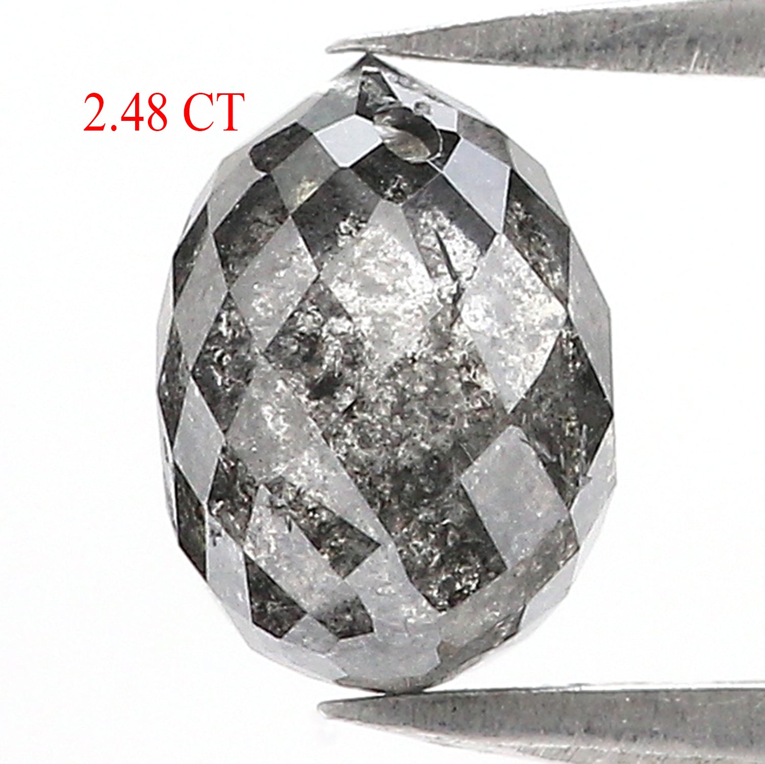 2.48 CT Natural Loose Briolette Cut Diamond Salt And Pepper Drop Diamond 8.10 MM Natural Loose Black Grey Color Drop Rose Cut Diamond QL5682