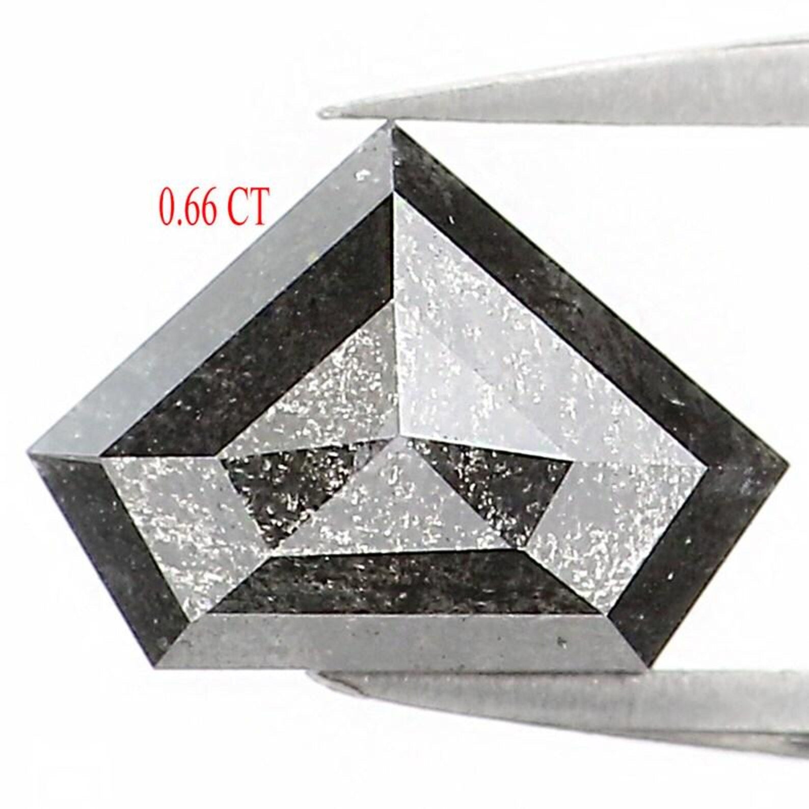 0.66 Ct Natural Loose Shield Shape Diamond Salt And Pepper Shield Diamond 5.10 MM Natural Black Grey Color Shield Rose Cut Diamond NQ1532